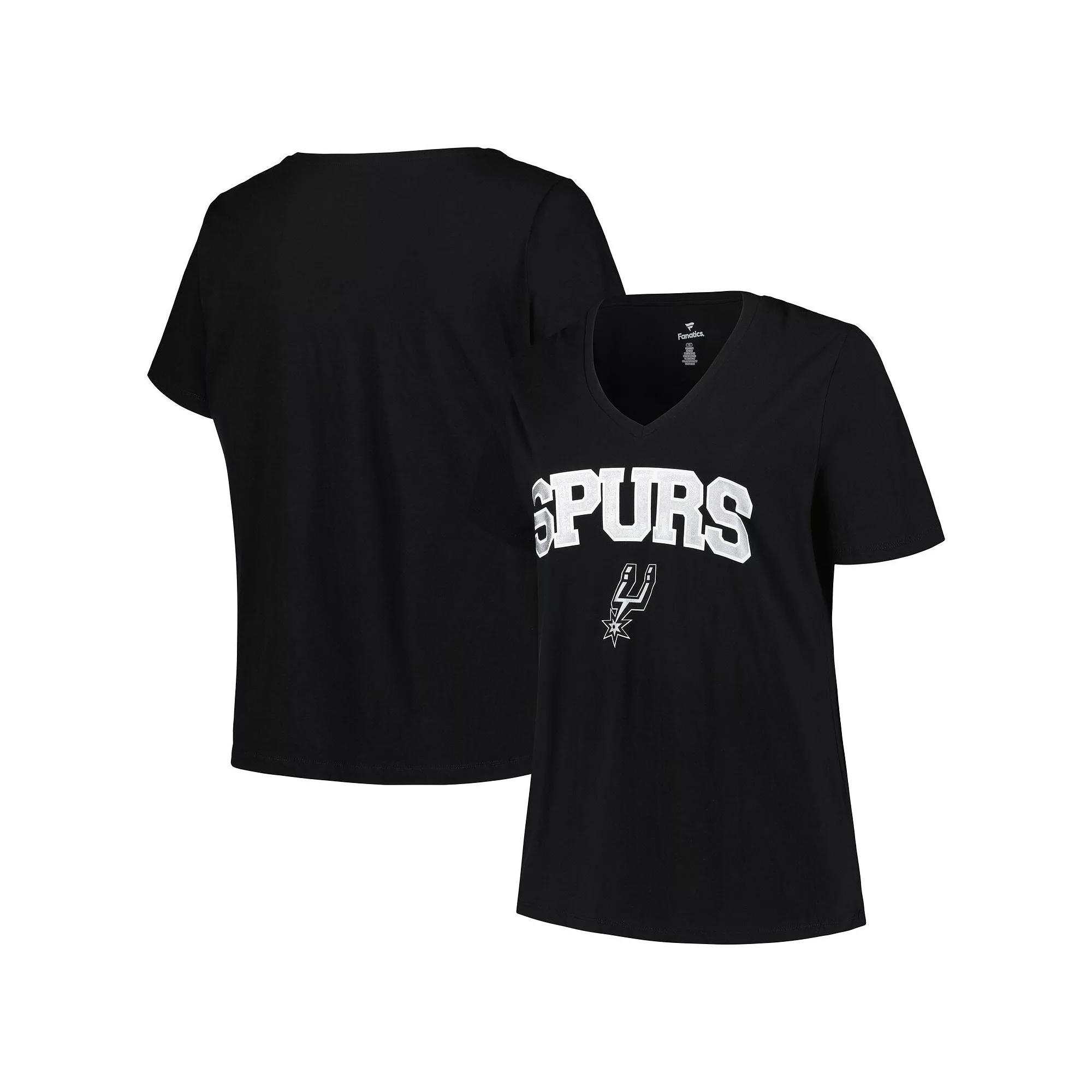 Women's Profile Black San Antonio Spurs Plus Size Arch Over Logo V-Neck T-Shirt, Size: 1XL Product Image
