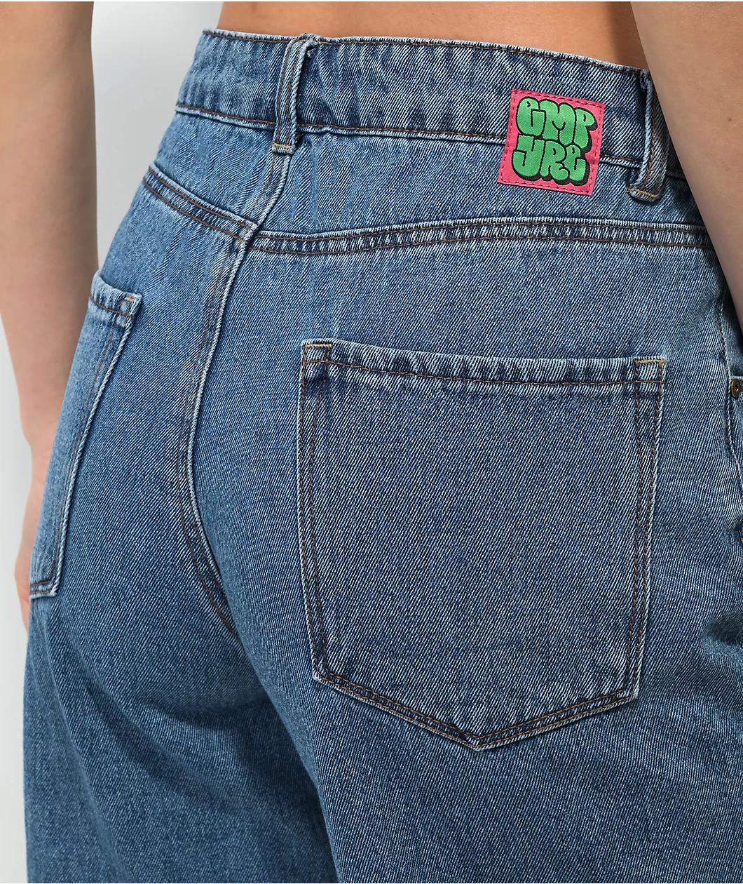 Empyre Tori Loose Fit Light Wash Denim Skate Shorts Product Image