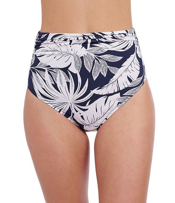 Profile By Gottex Malaya Tropical Leaf Print Shirred High Waist Swim Bottom Product Image