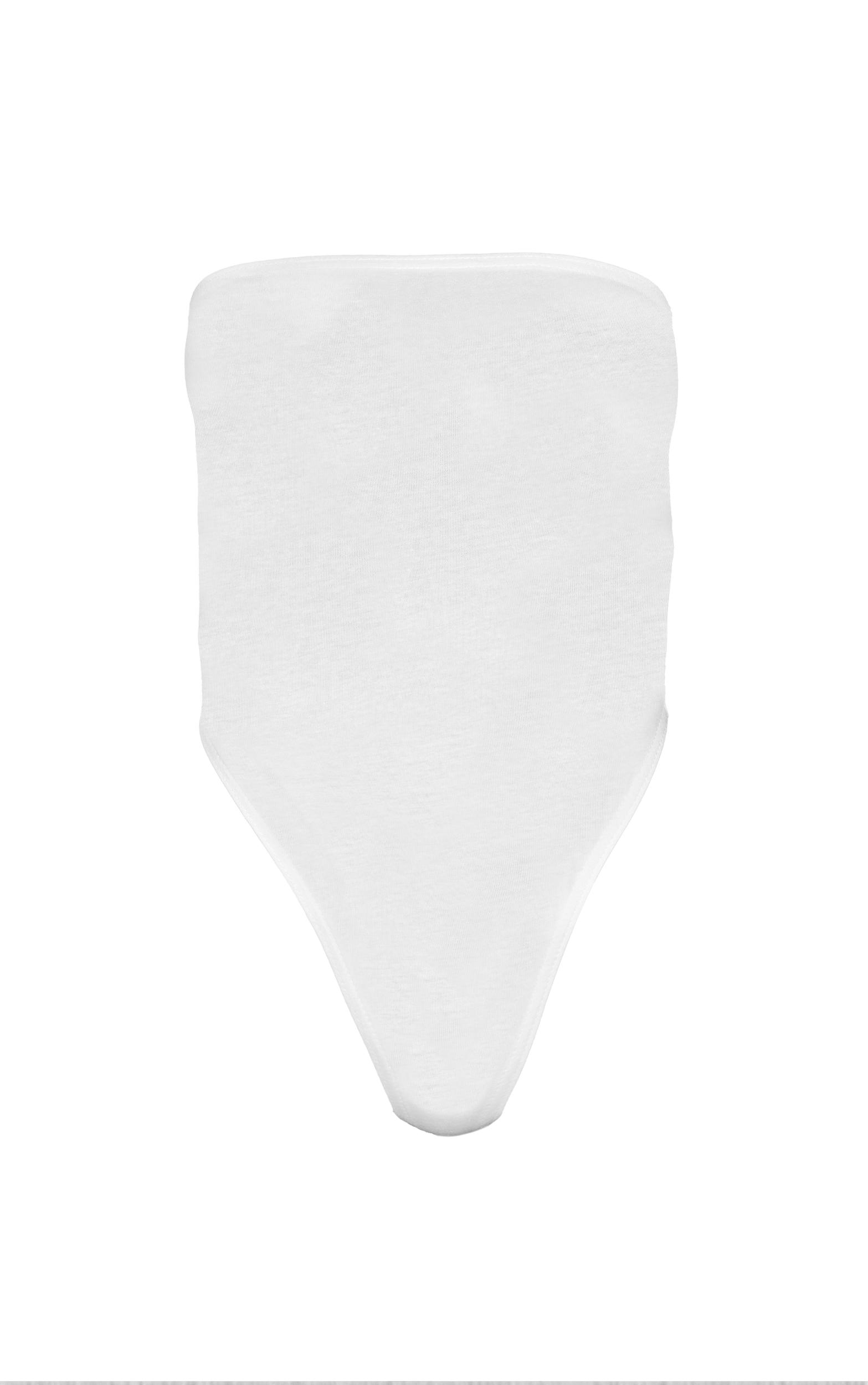 Basic White Cotton Blend Bandeau Bodysuit Product Image