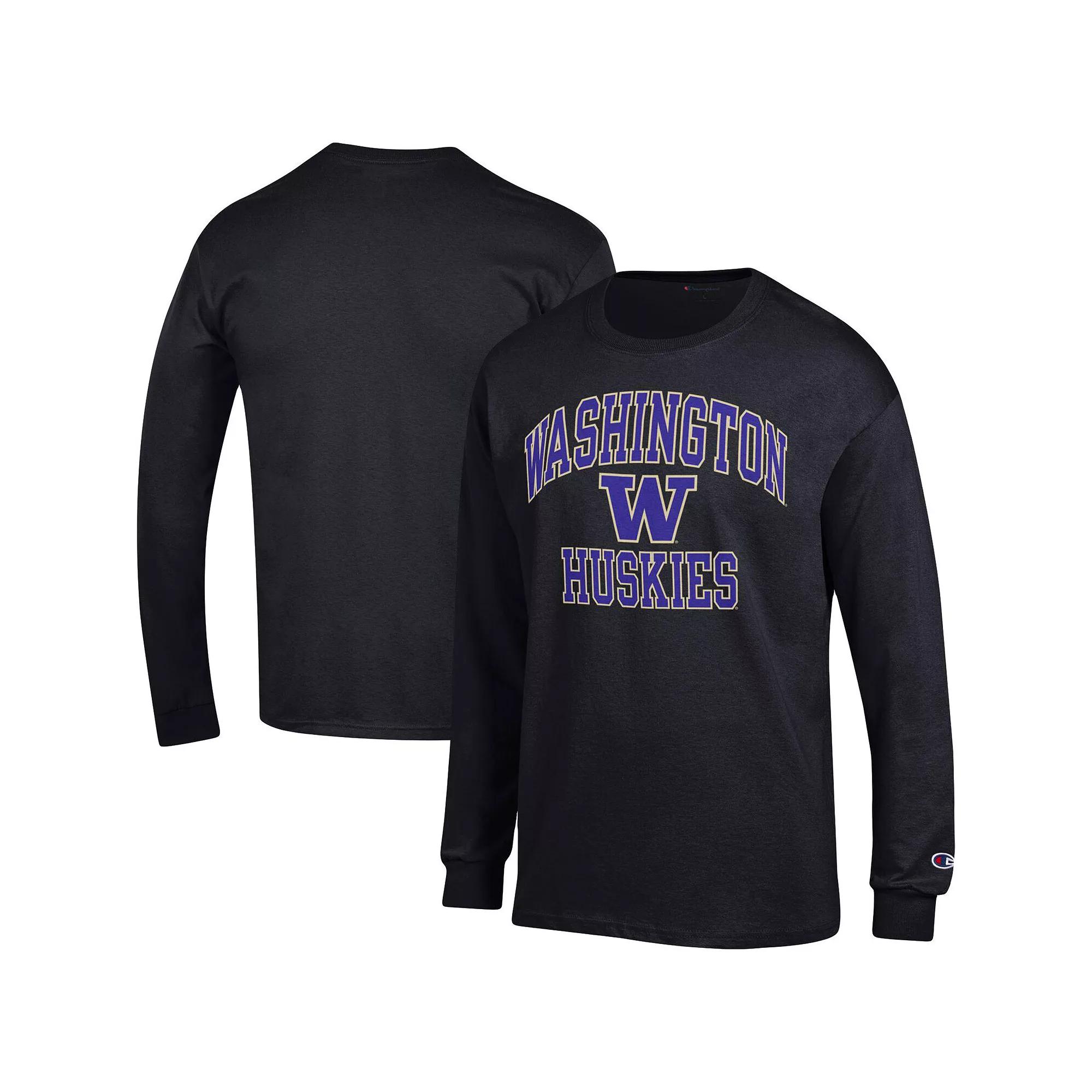 Men's Champion Black Washington Huskies High Motor Long Sleeve T-Shirt,  Product Image