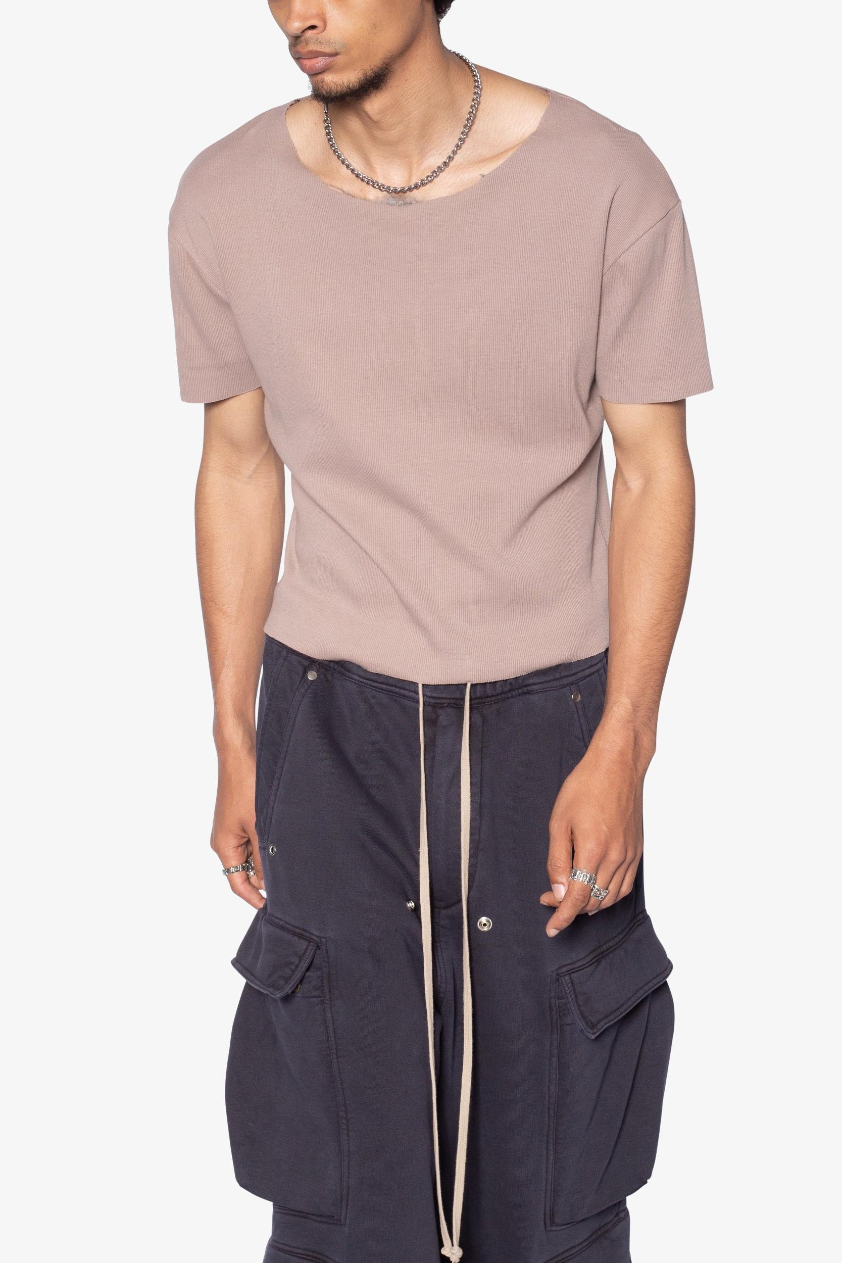 Fitted Ribbed Tee - Mauve Product Image