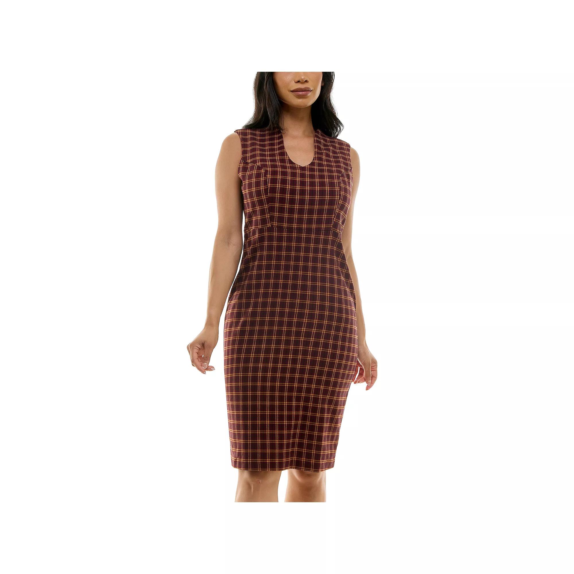 Women's Nina Leonard U-Neck Midi Dress, Size: Small, Red Mustard Product Image