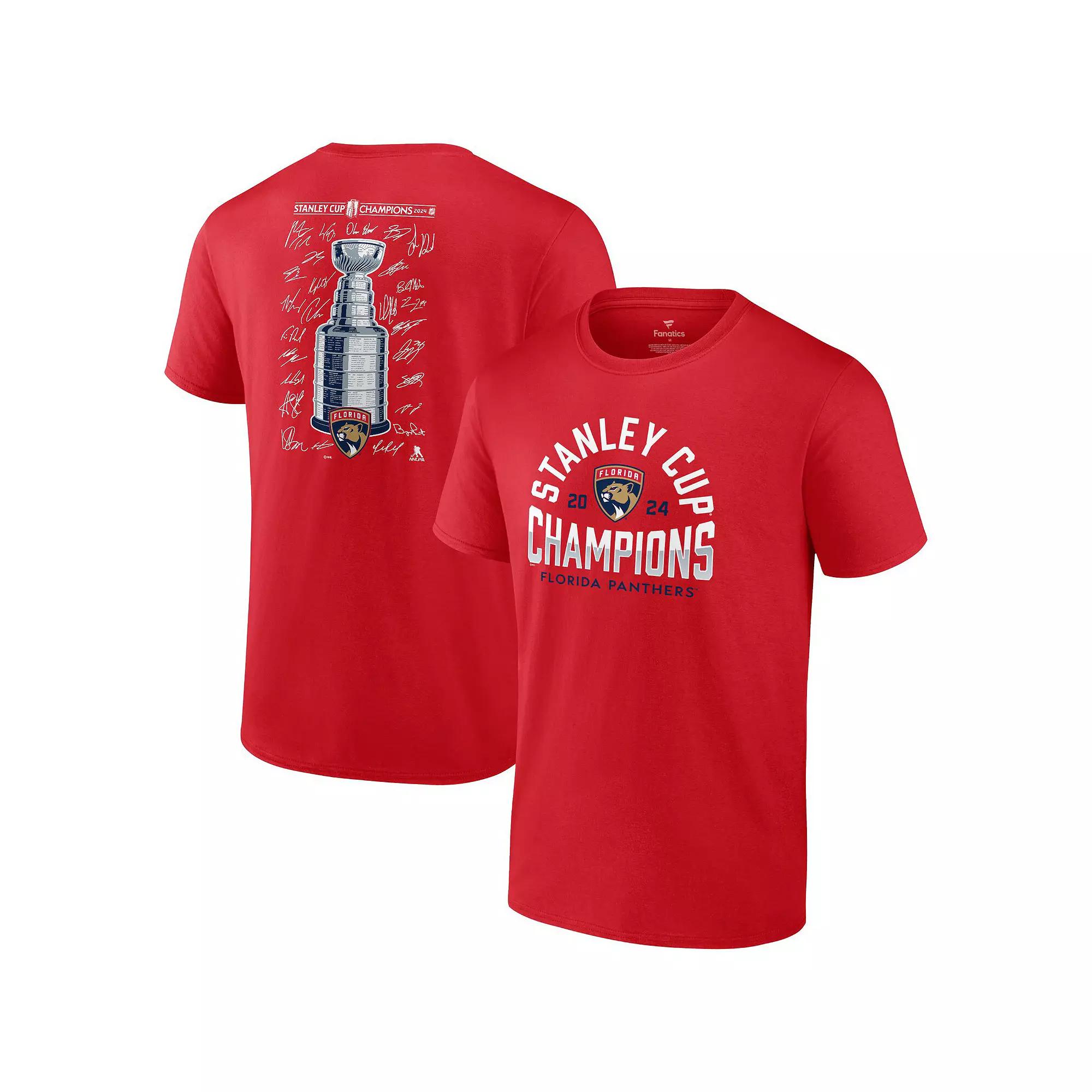 Men's Fanatics  Red Florida Panthers 2024 Stanley Cup Champions Big & Tall Signature Roster T-Shirt, Size: 2XB, Pnt Red Product Image