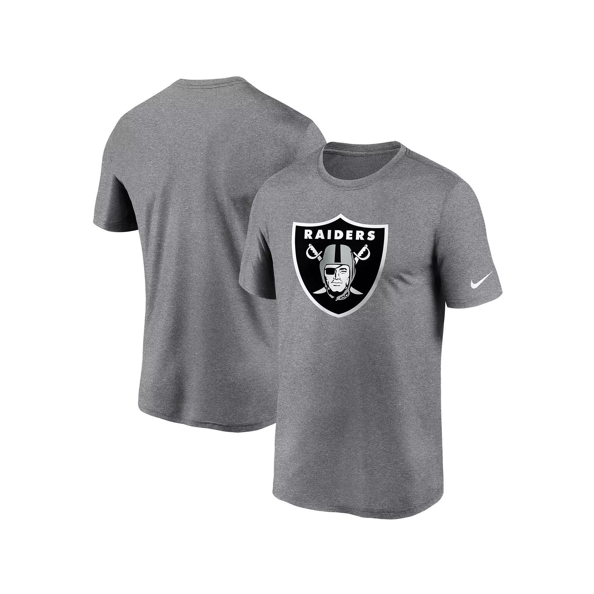 Men's Nike Heathered Charcoal Las Vegas Raiders Logo Essential Legend Performance T-Shirt,  Product Image