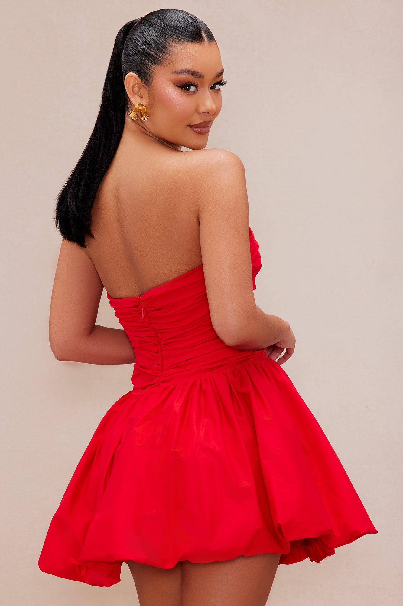 Penny Poplin Mini Dress - Red Product Image