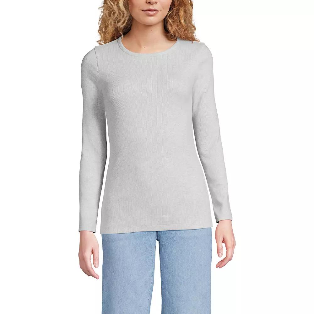 Women's Tall Lands' End Long Sleeve Micro Rib Tee,  Product Image