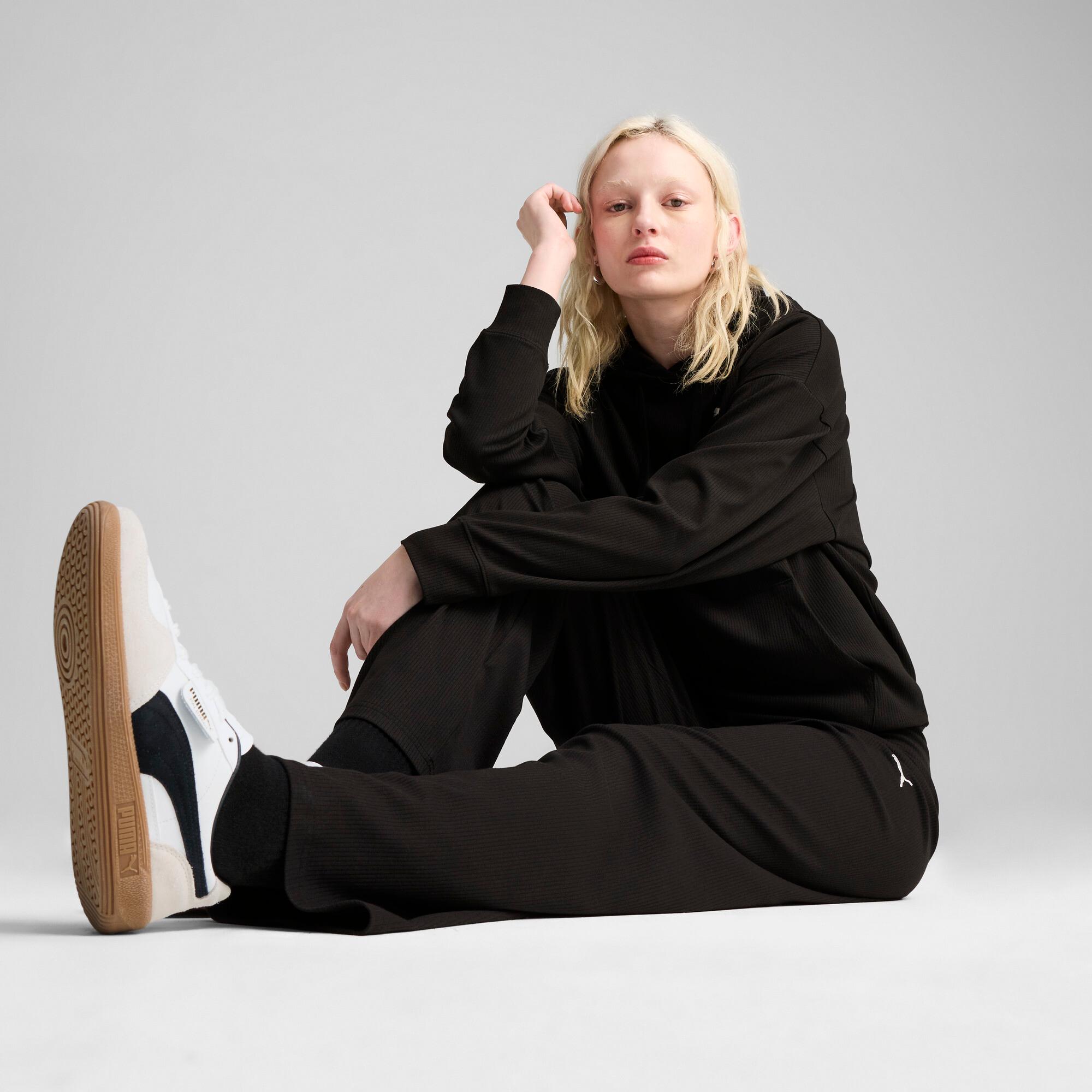 PUMA ESS ELEVATED High-Waist Straight Leg Rib Pants Women Product Image