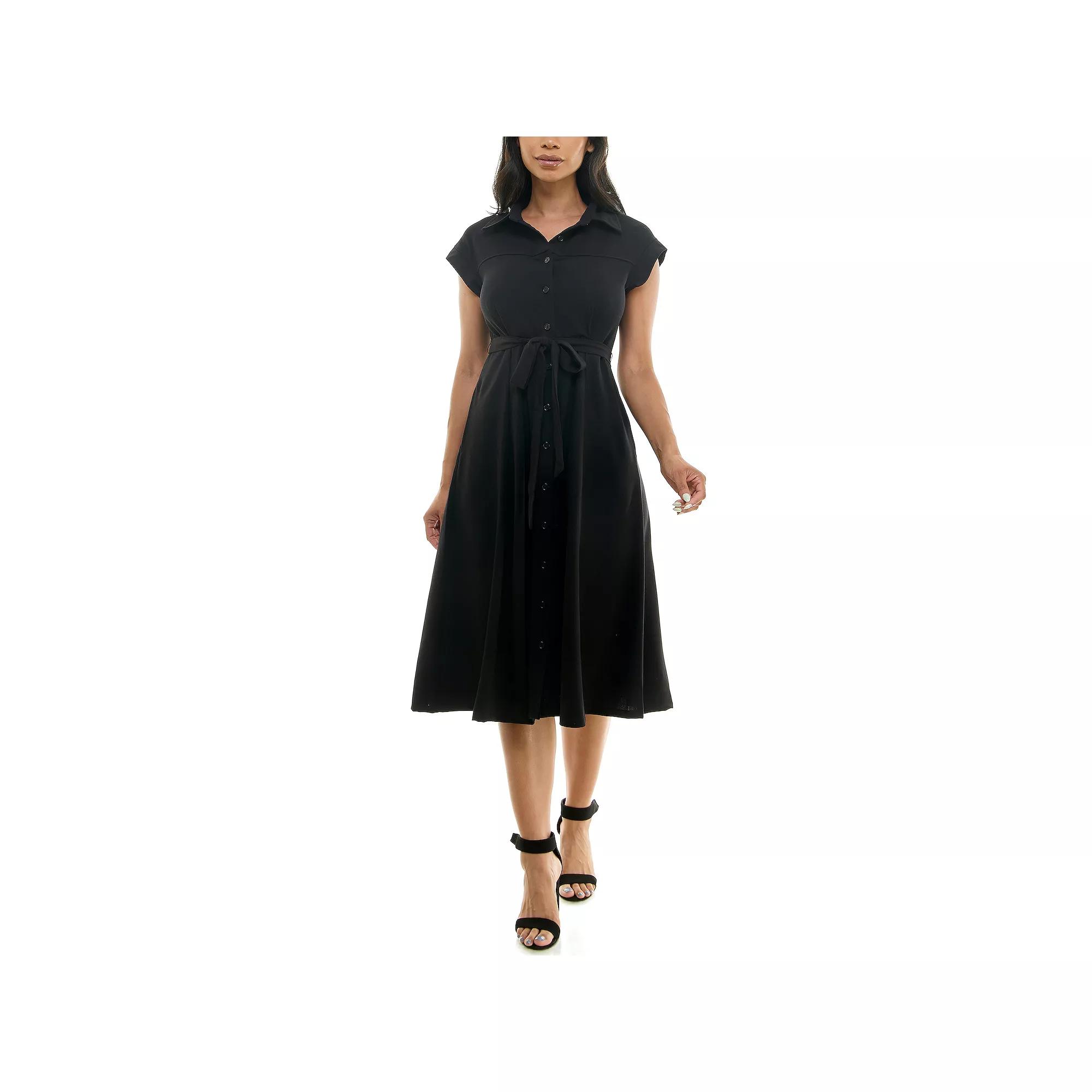 Women's Nina Leonard Collared Shirt Dress, Size: Small, Black Product Image