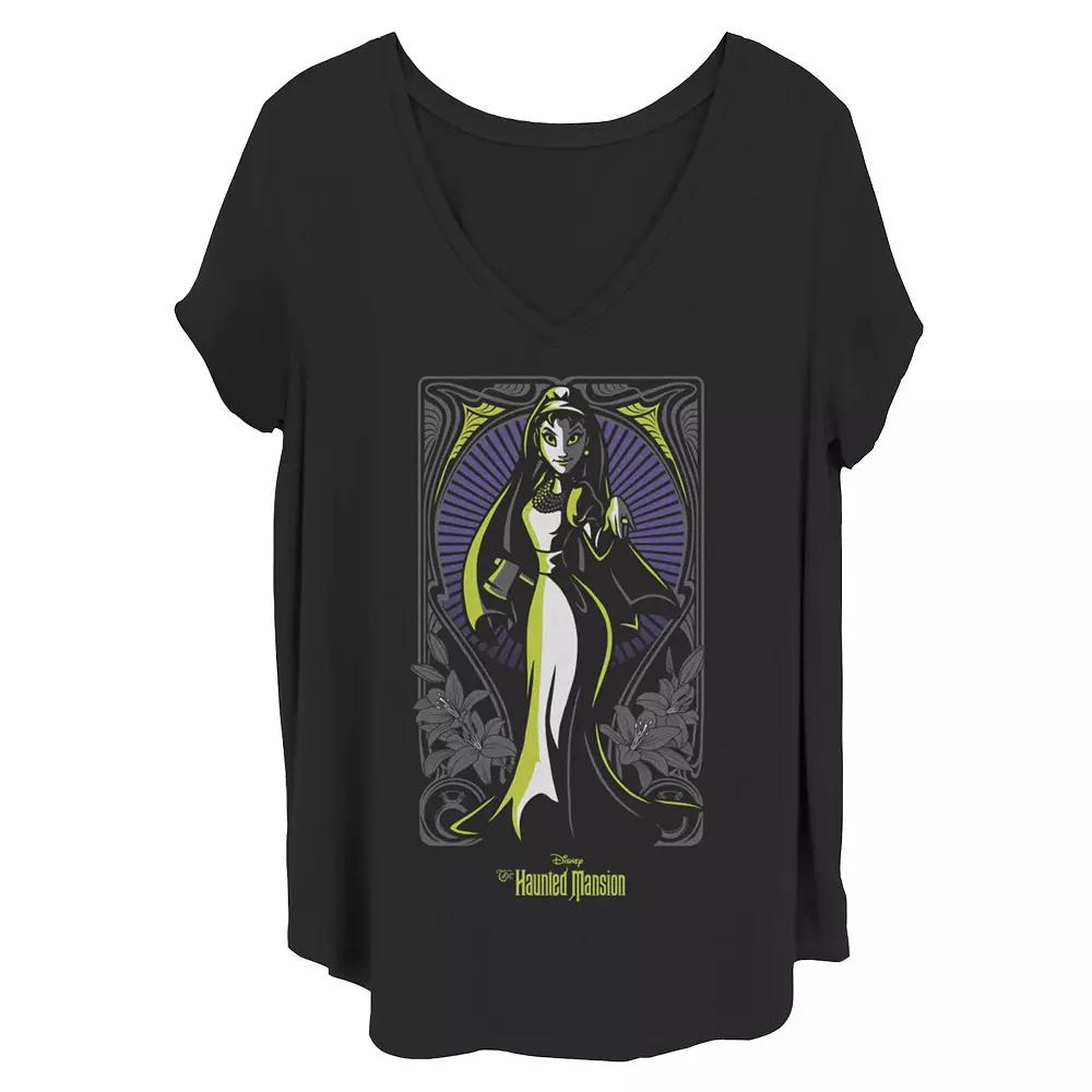 Disney's The Haunted Mansion Women's Bride Nouveau Portrait V-Neck Tee, Girl's, Size: 3XL, Black Product Image