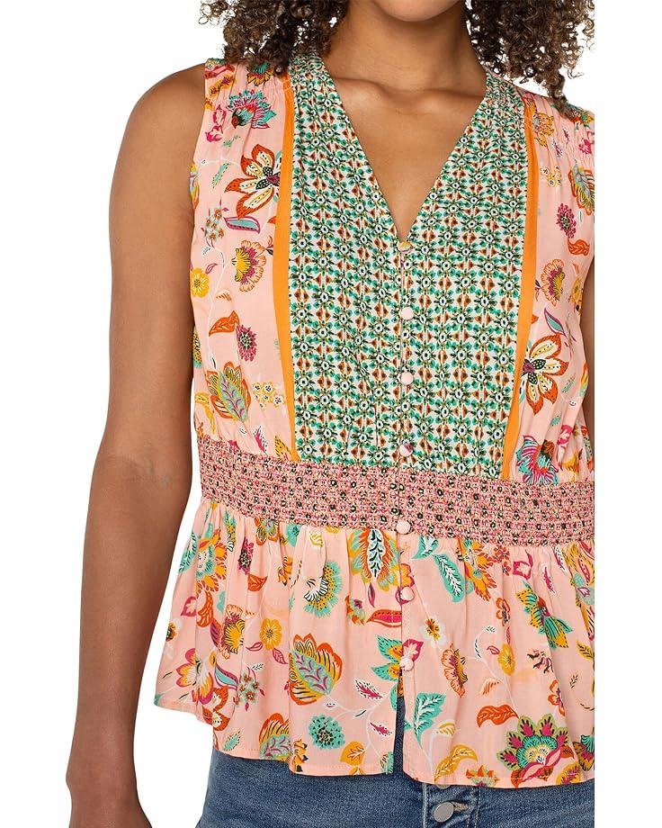 Women's Liverpool Los Angeles Sleeveless Woven Top With Smocked Waist Product Image
