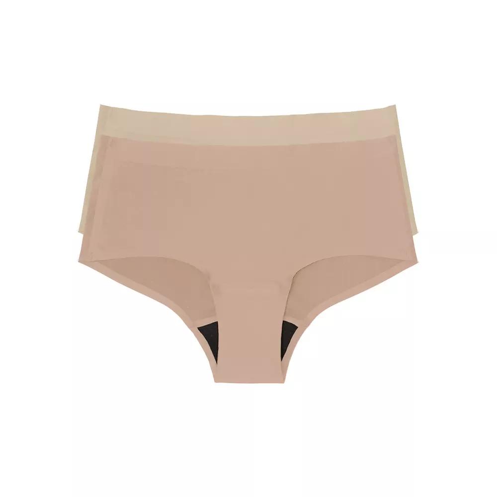 Women's the natural® Leakproof Boyshort Panty 2 Pack 6058, Size: Large, Neutral Beige Product Image