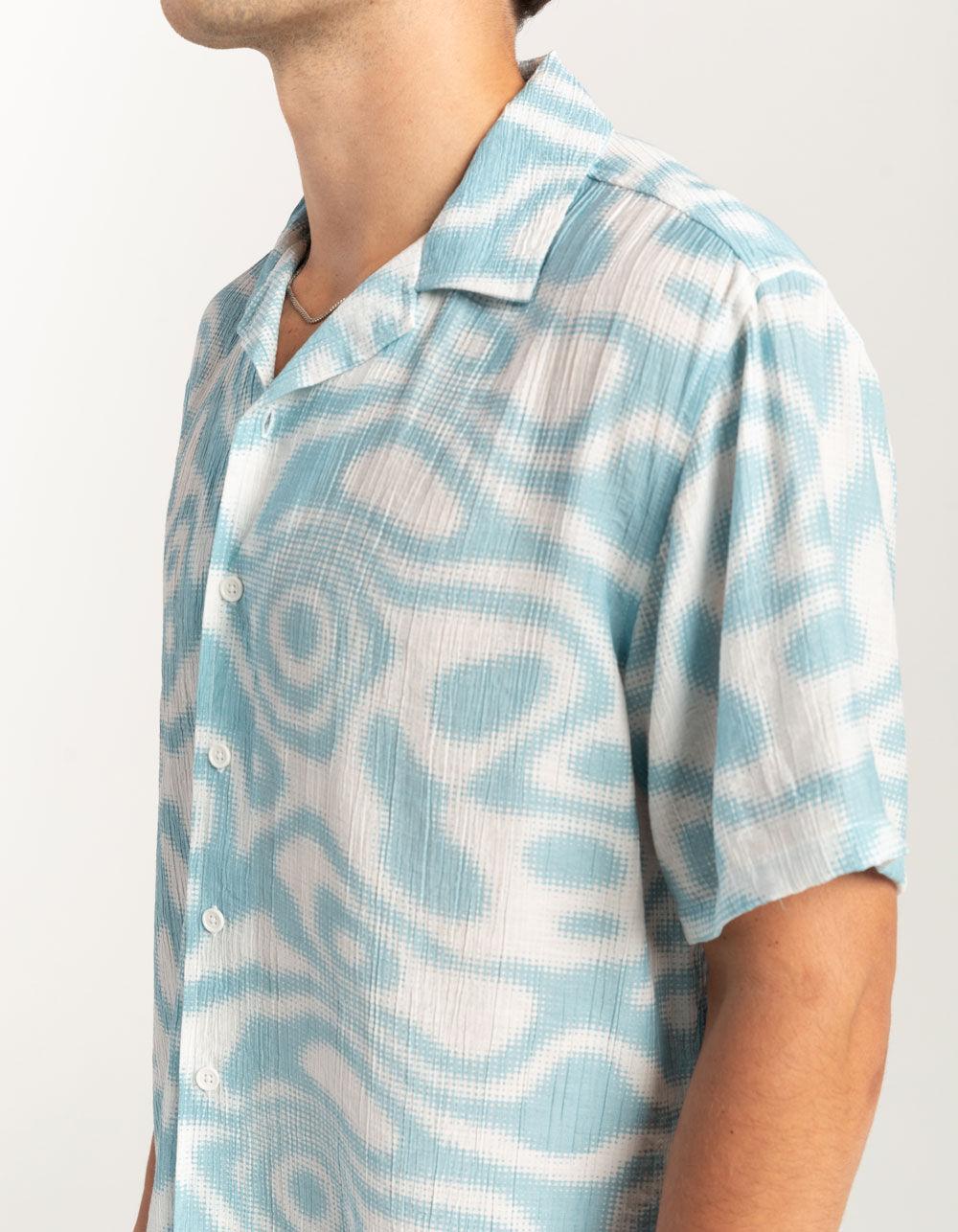 RSQ Mens Texture Blur Camp Shirt - BLUE Product Image