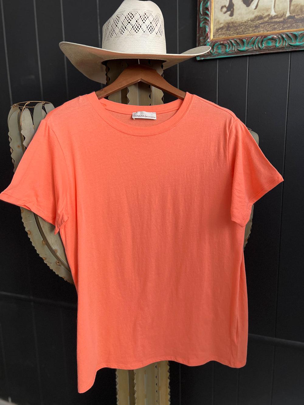 Zenana Cotton Boyfriend Round Neck Basic Tee Product Image