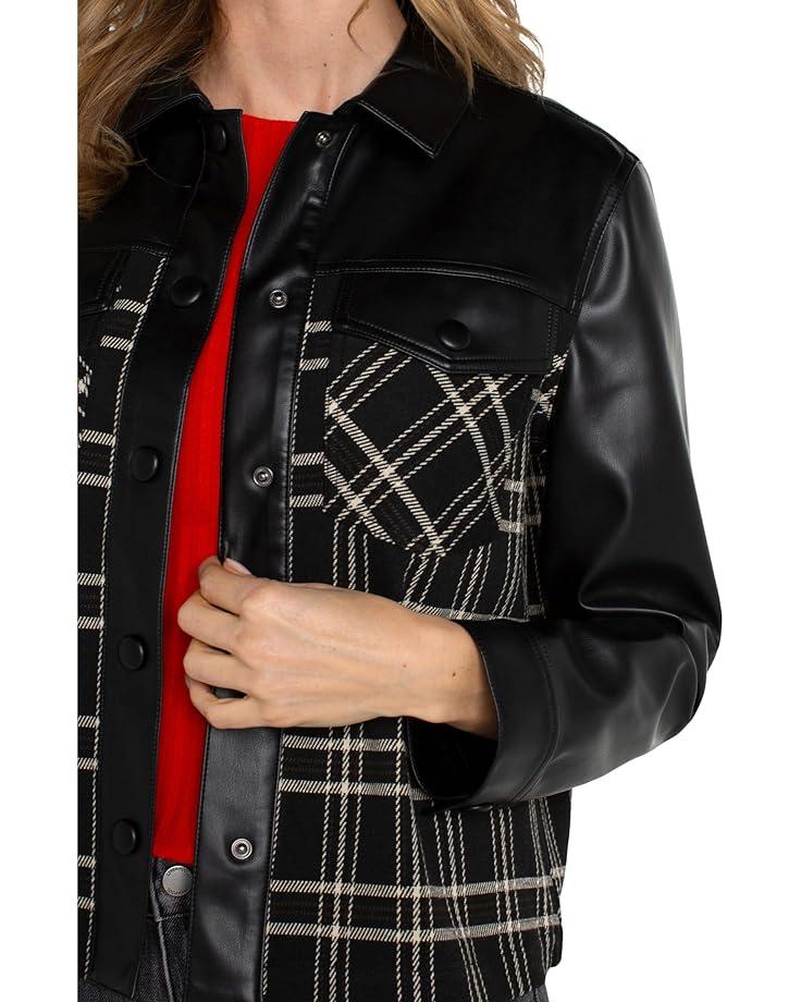 Women's Liverpool Los Angeles Shirt Jacket with Blocking Windowpane Plaid Knit Product Image