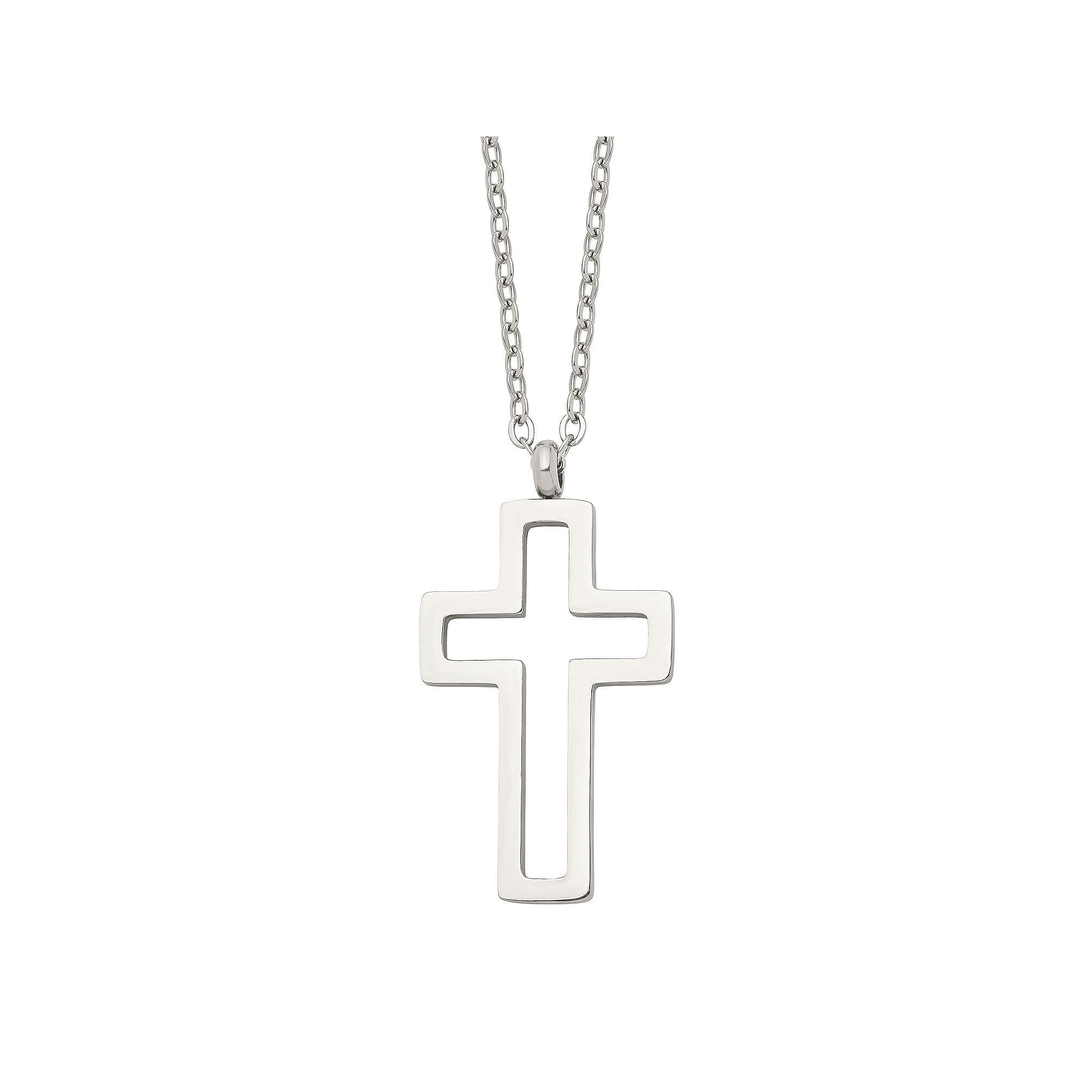 Men's Stainless Steel Openwork Cross Pendant Necklace Product Image