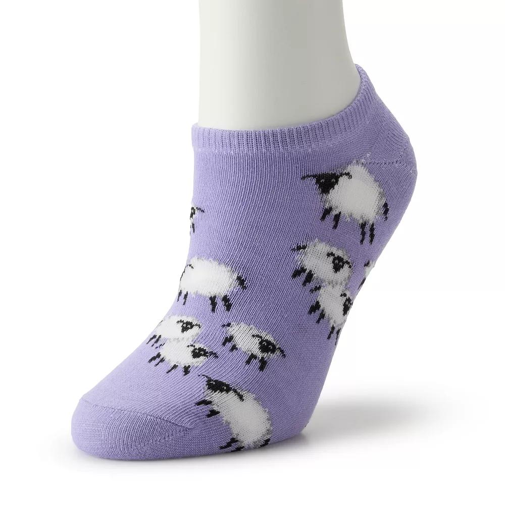 Womens Patterned No Show Socks Purple Product Image