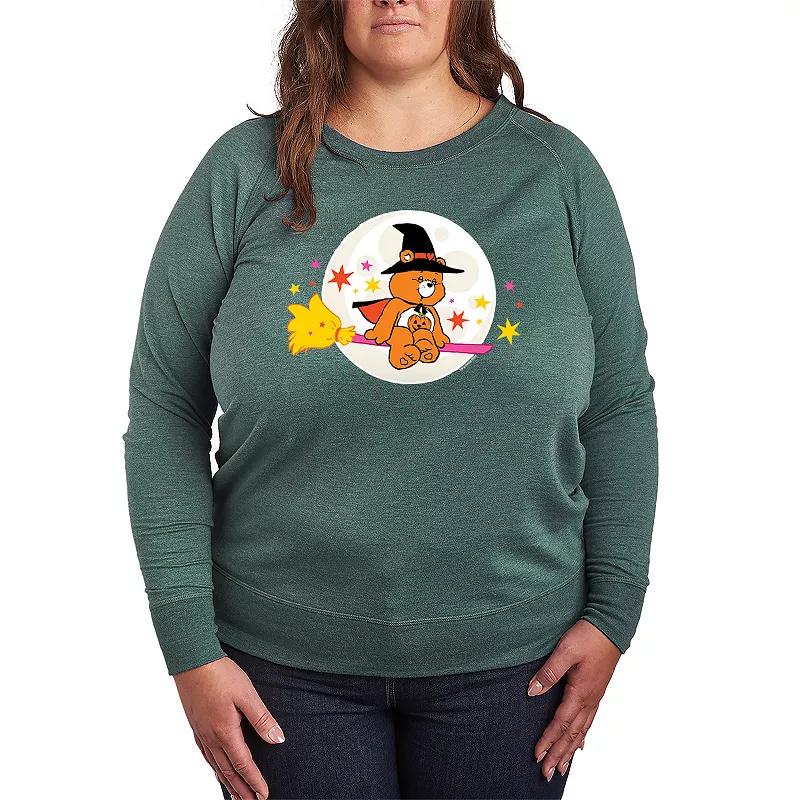 Plus Size Care Bears Halloween Witch French Terry Long Sleeve Tee, Womens Grey Dark Red Product Image