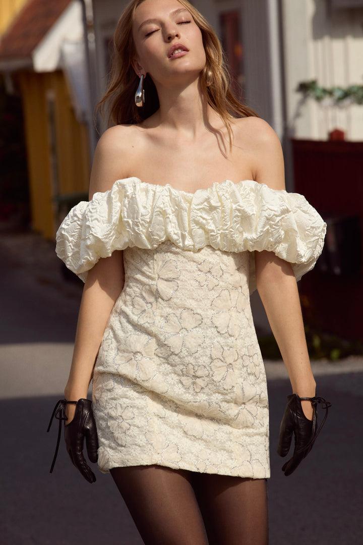 Snowflake Daisy Mini Dress — Cream Product Image