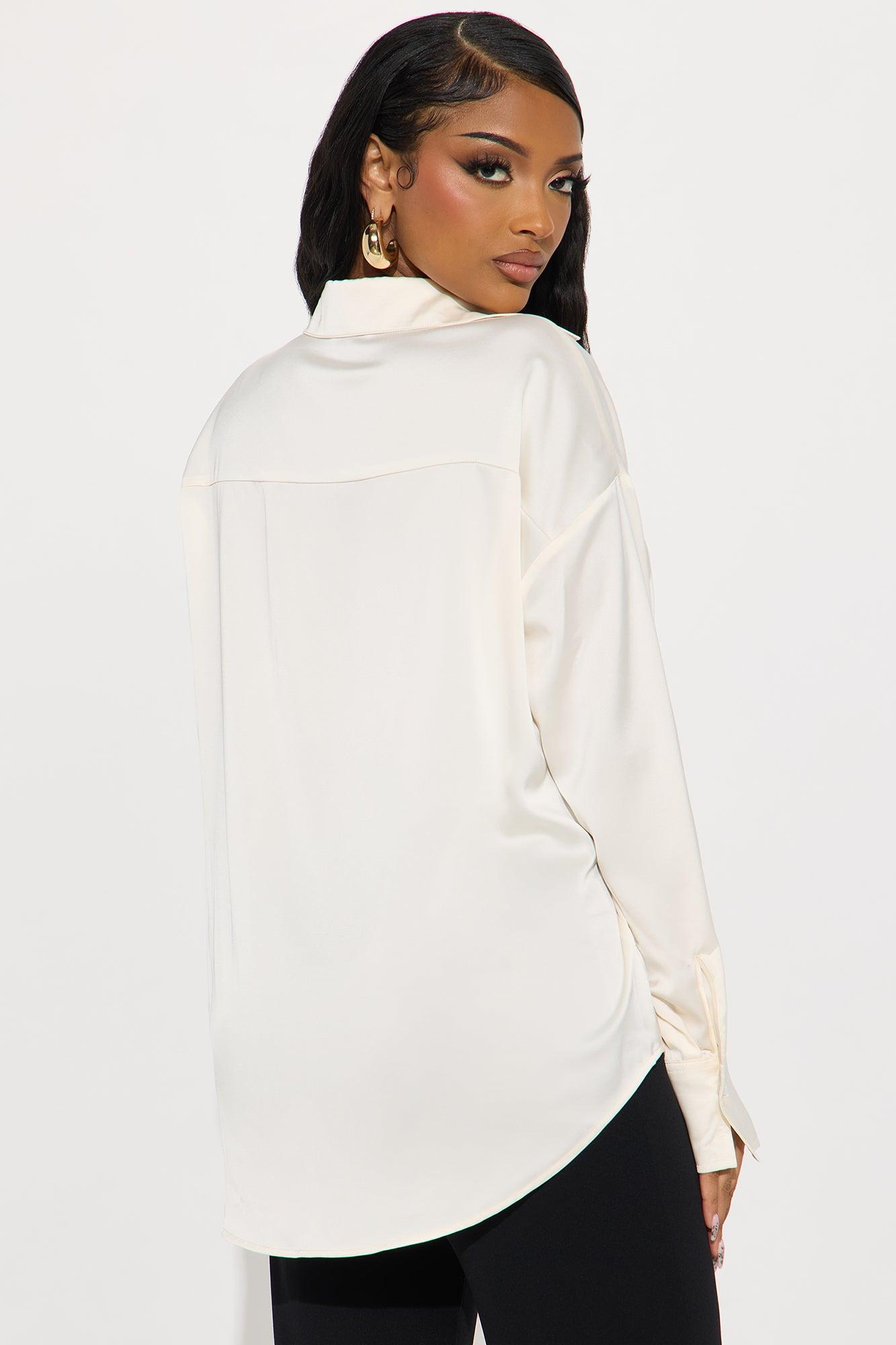 Jessika Satin Blouse Top - Ivory Female Product Image