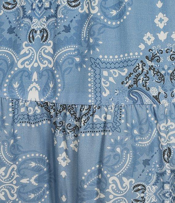 Reba Austin Bandana Print Coordinating A-Line Tiered Skirt Product Image
