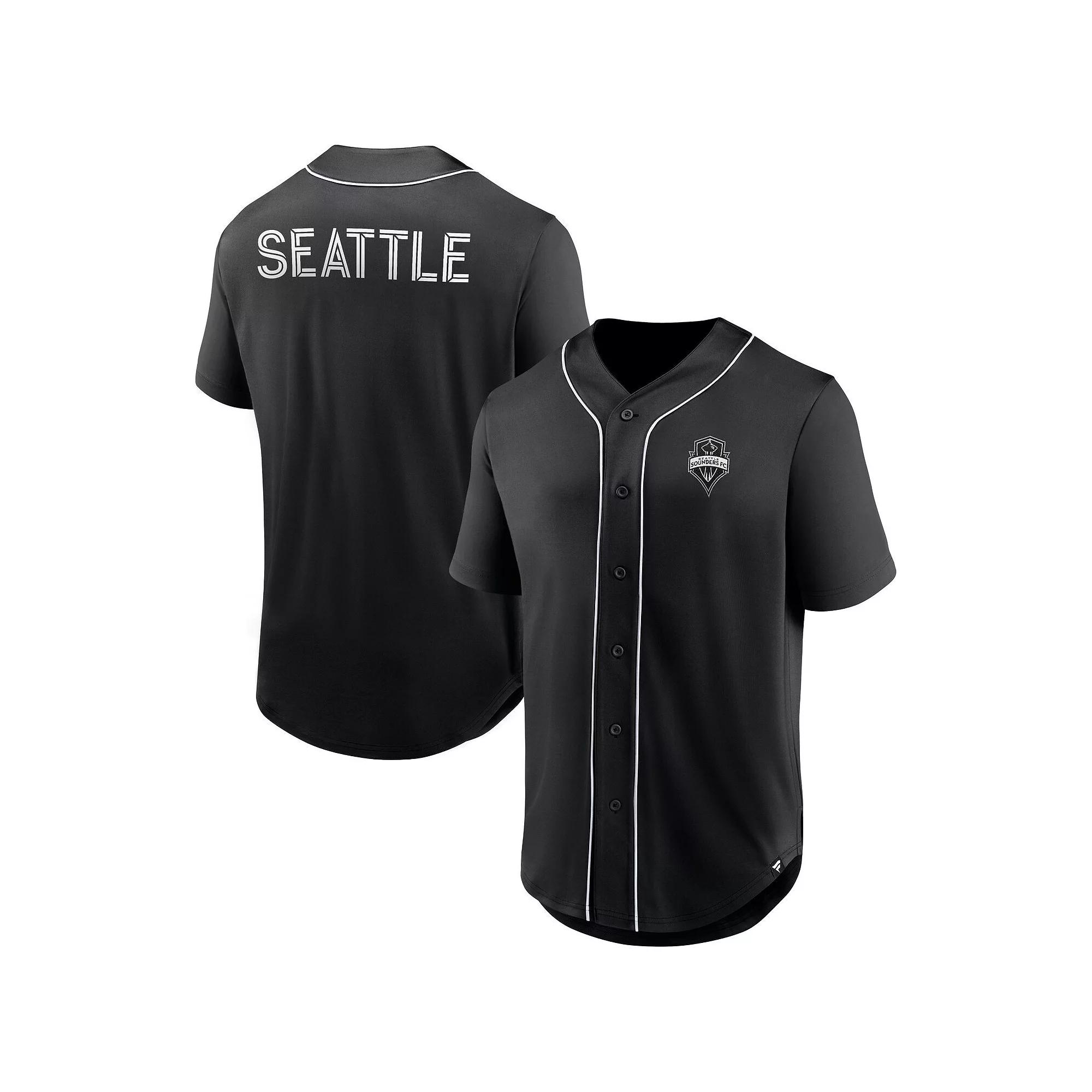 Men's Fanatics Branded Black Seattle Sounders FC Third Period Fashion Baseball Button-Up Jersey, Size: Medium Product Image