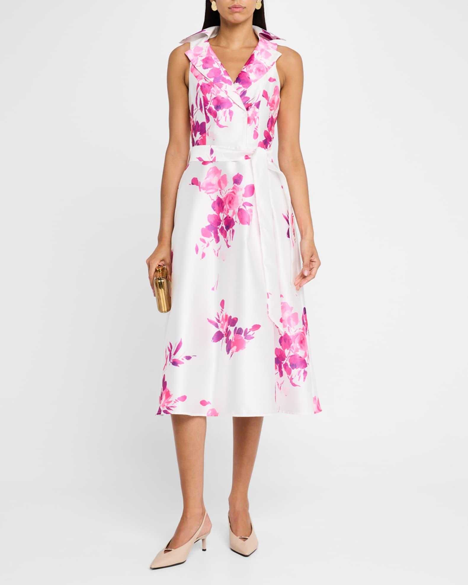 Sleeveless Floral-Print Pique Midi Shirtdress Product Image