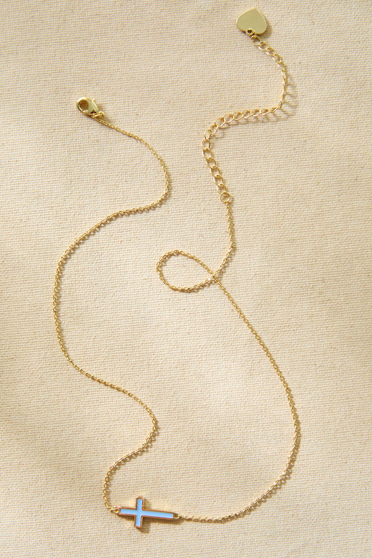 18K Gold Blue Cross Necklace Product Image