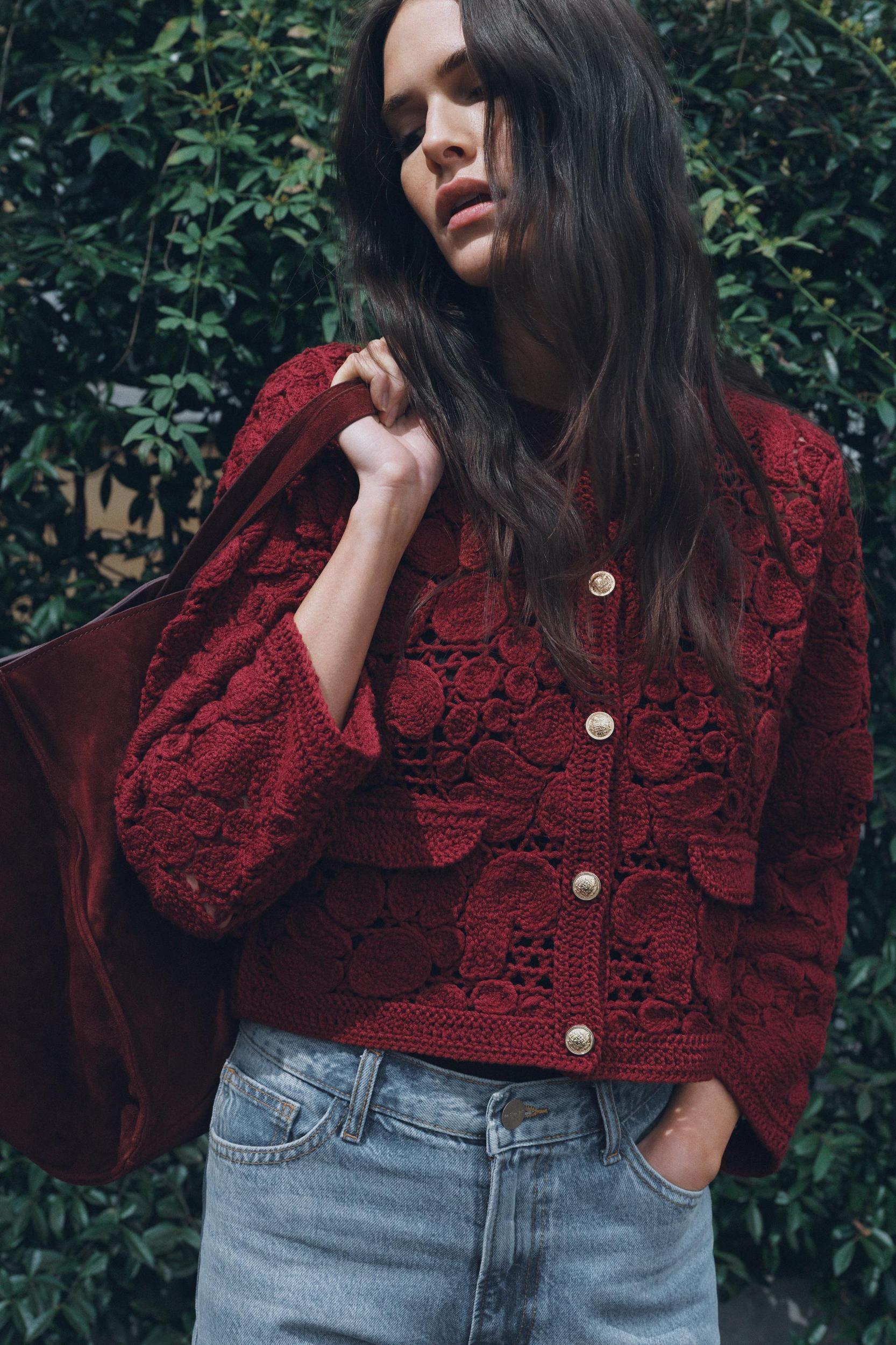 KNIT MACRAMÉ CARDIGAN Product Image