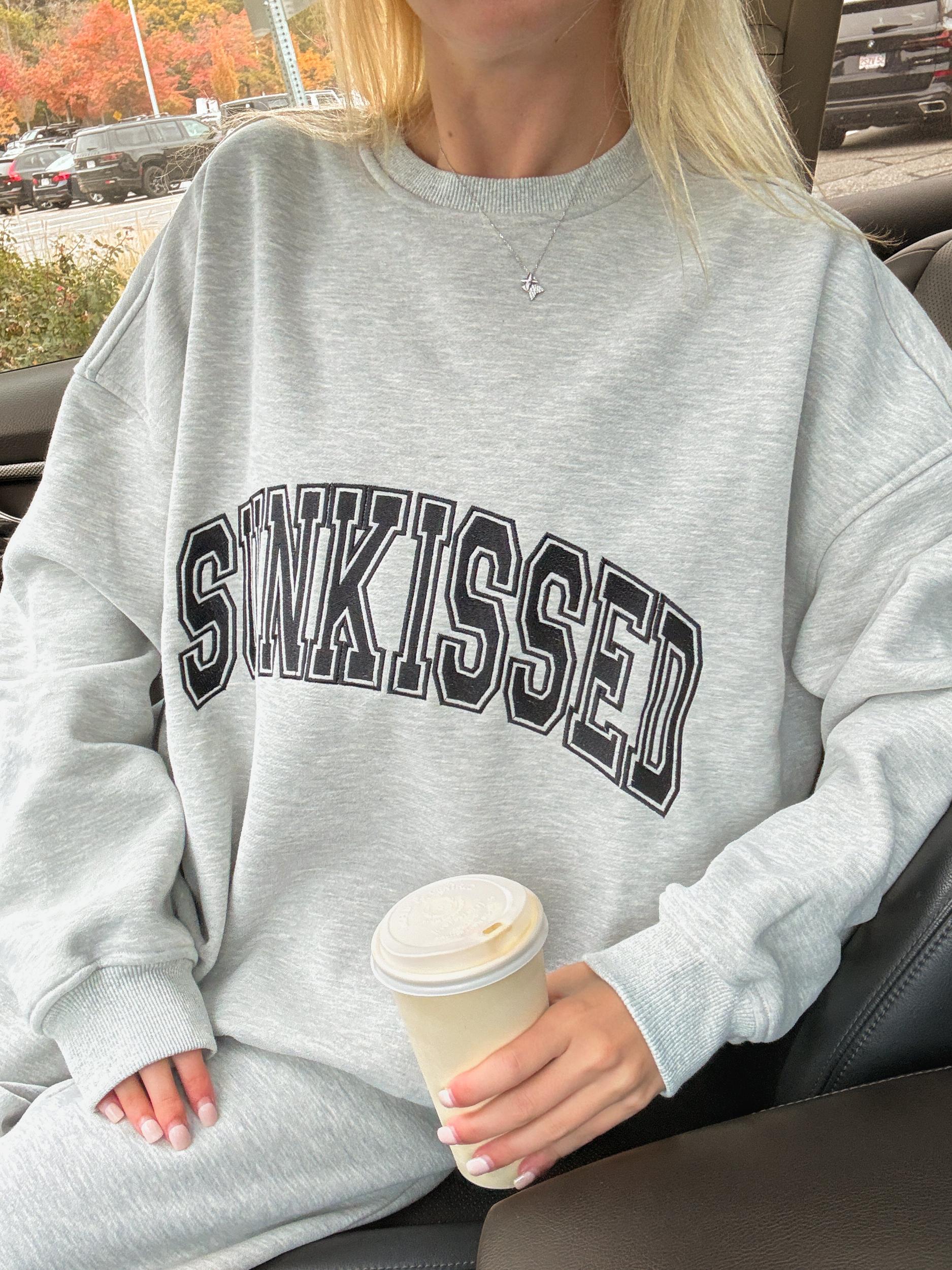 Afternoon Grey Sunkissed Varsity Embroider Sweatshirt Product Image