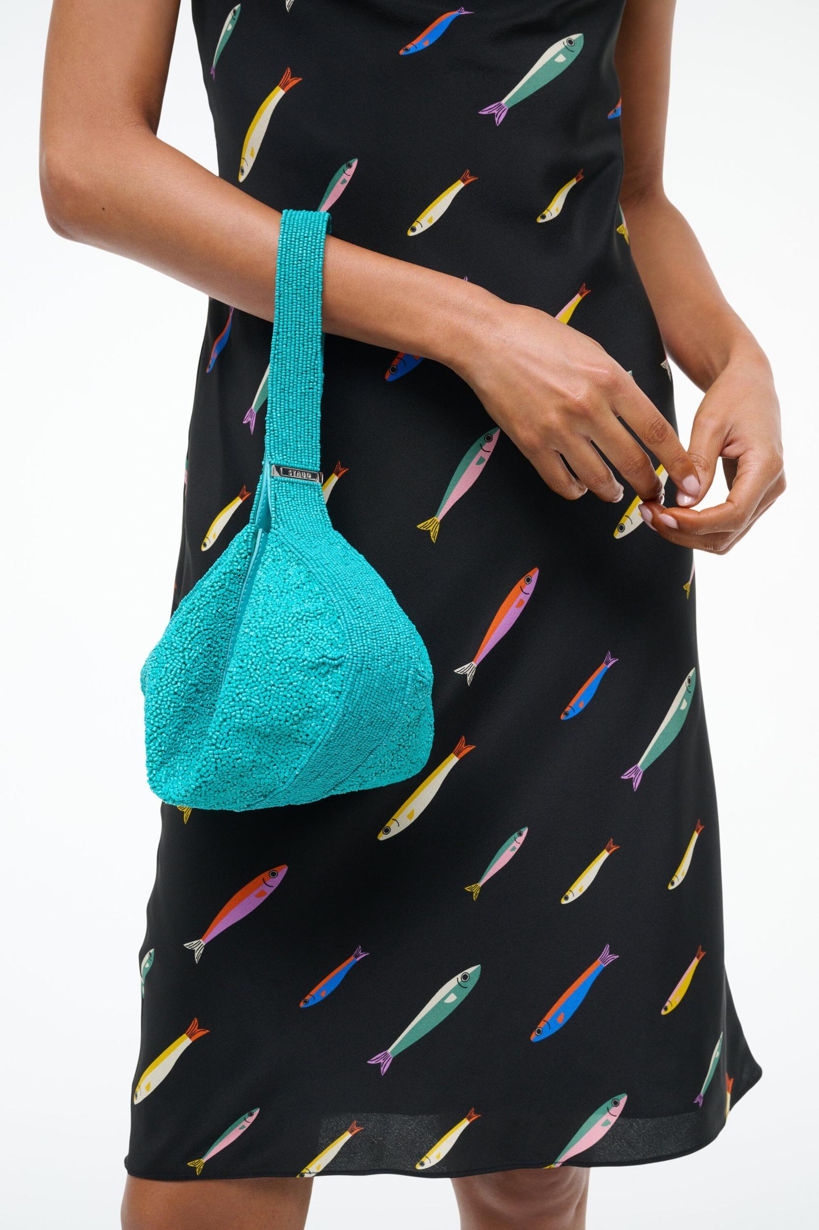 DEMY BEADED SHOULDER BAG | TEAL Product Image