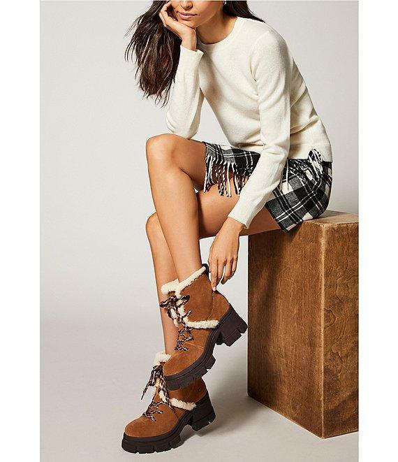 Antonio Melani Georgie Woven Brushed Plaid Fringe High Rise Wrap Front Mini A-Line Skirt Product Image