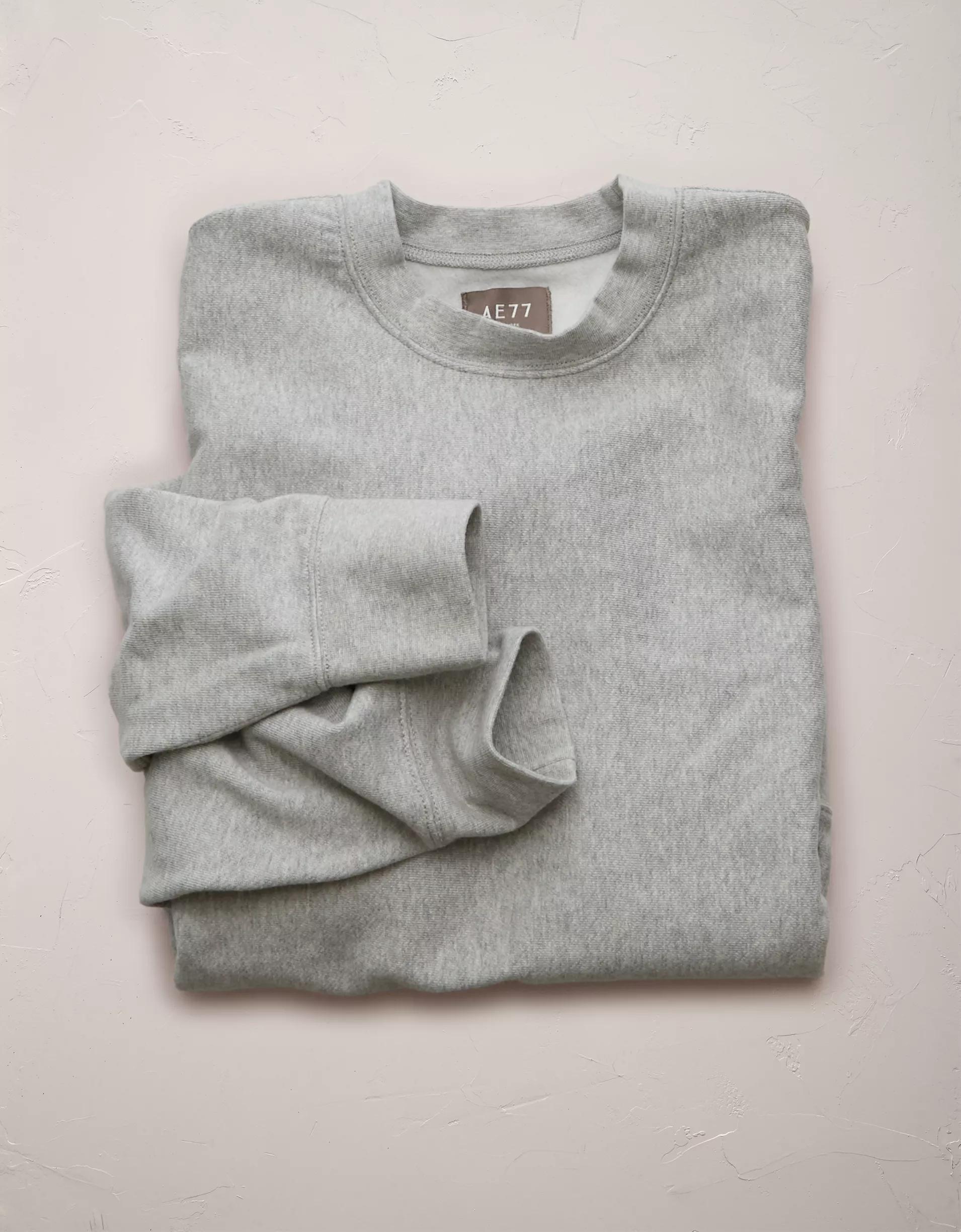 AE77 Premium Fleece Cropped Crew Neck Sweatshirt Product Image