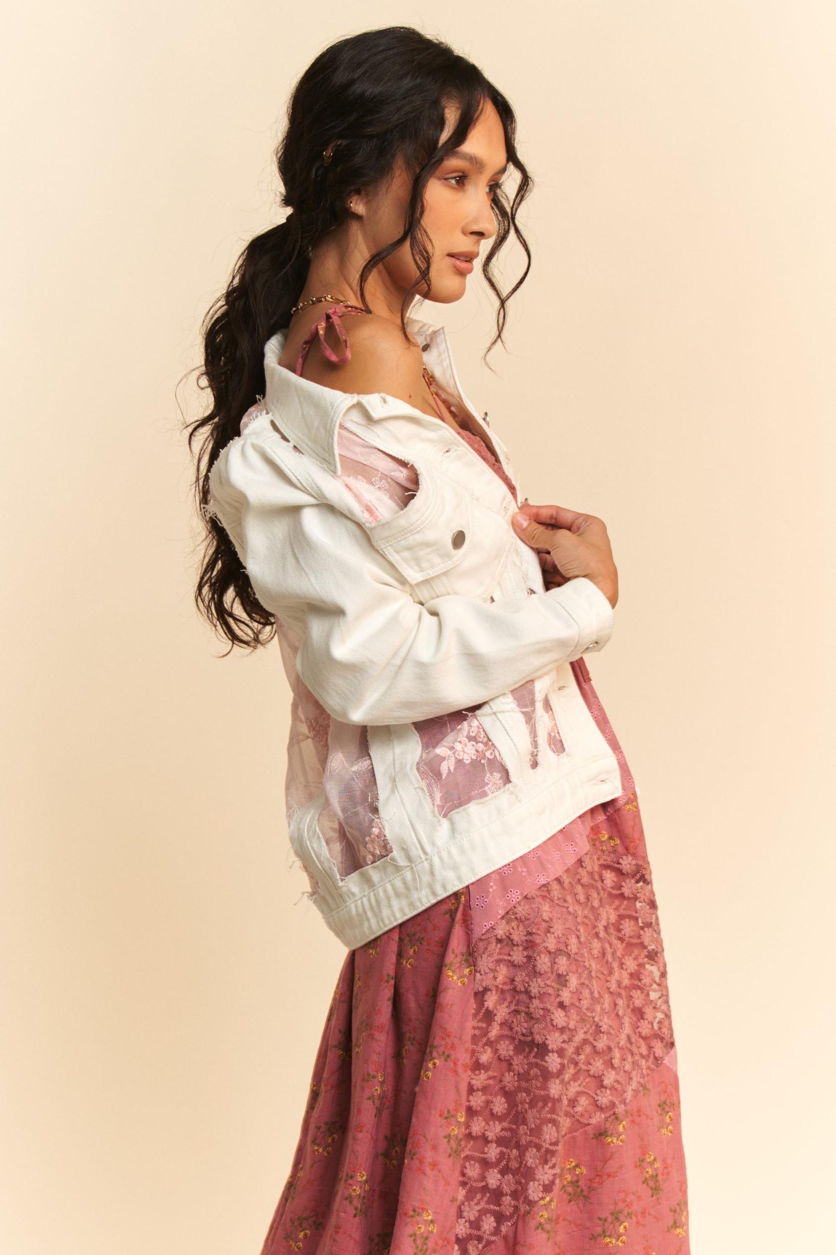 Floral Embroidered Denim Jacket Product Image