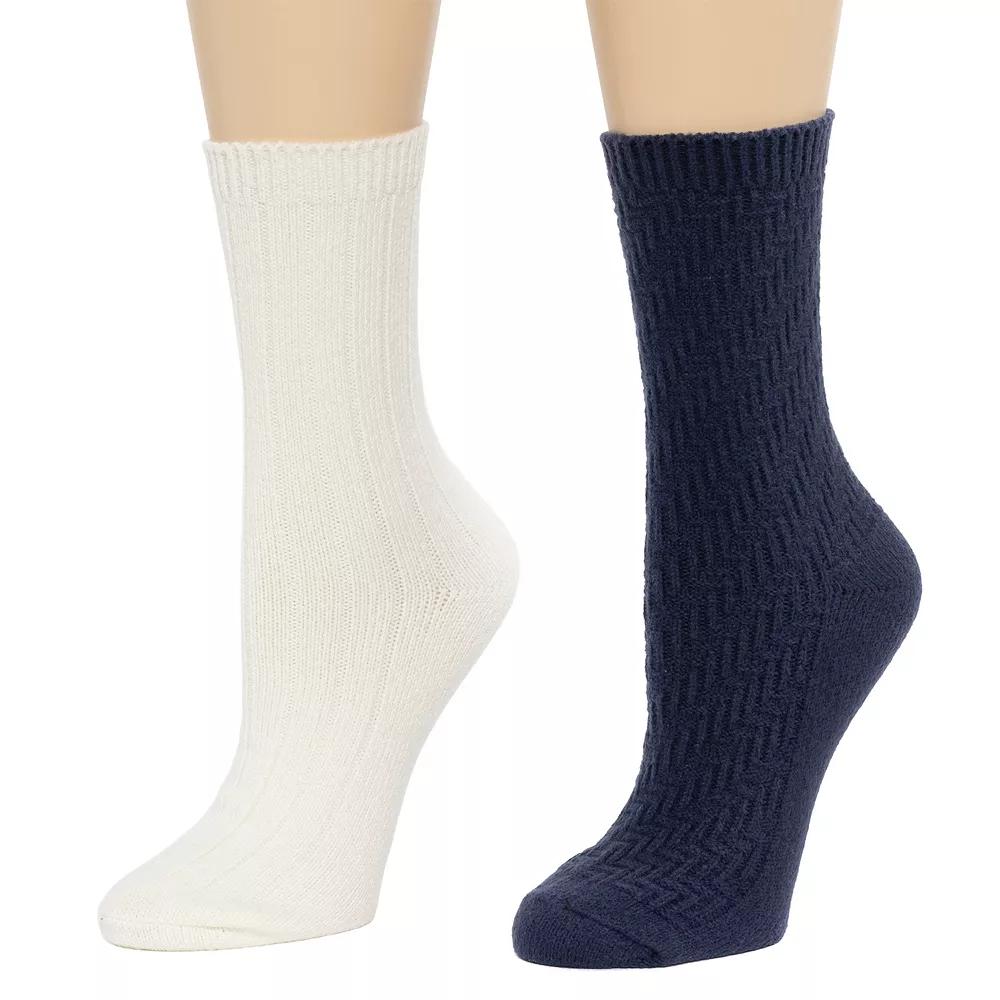 Women's Cuddl Duds® Plushfill 2-Pack Static Texture Twist Rib Crew Socks,  Product Image