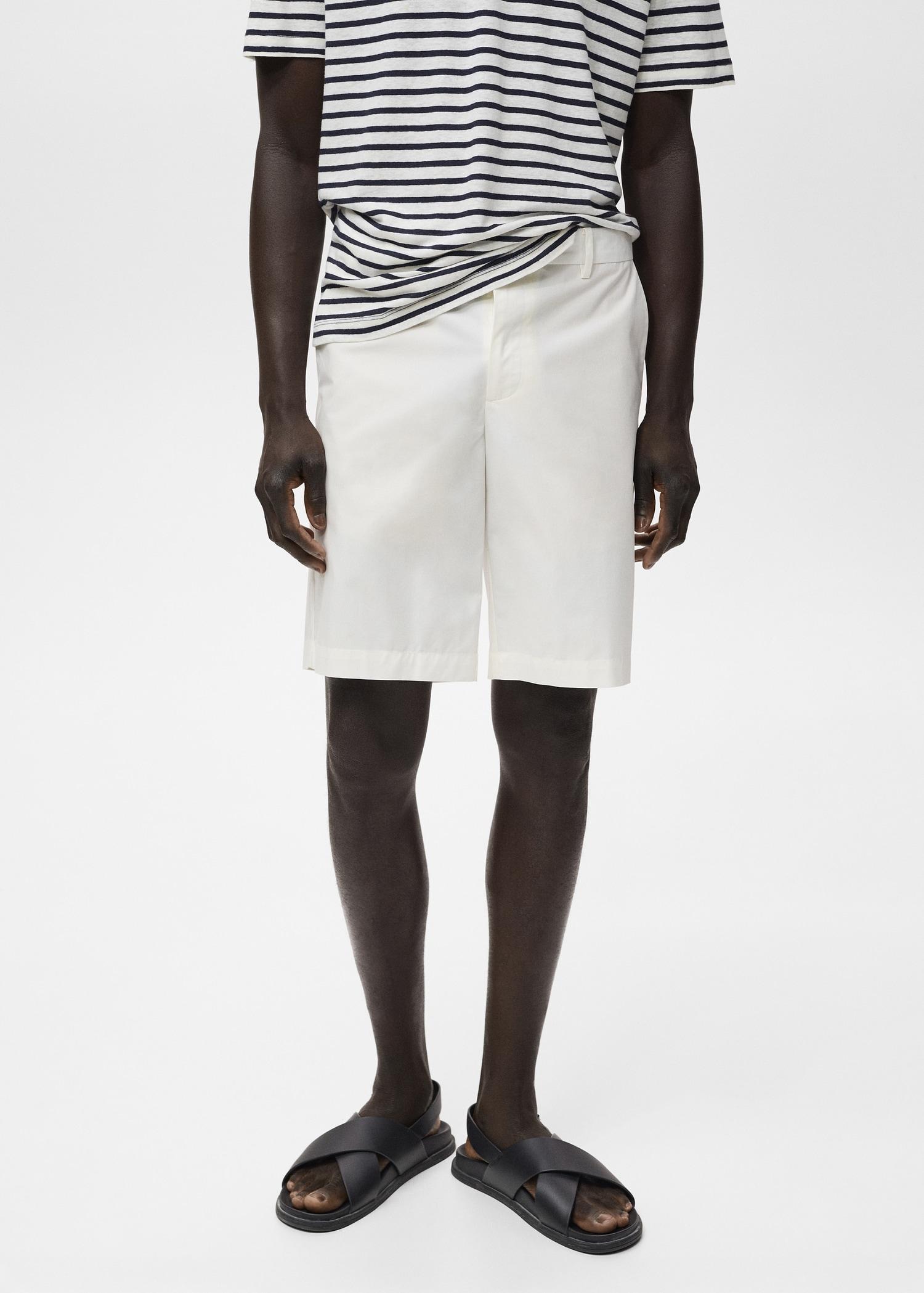 Cotton bermuda shorts with an interior elastic strip - Men | MANGO USA Product Image