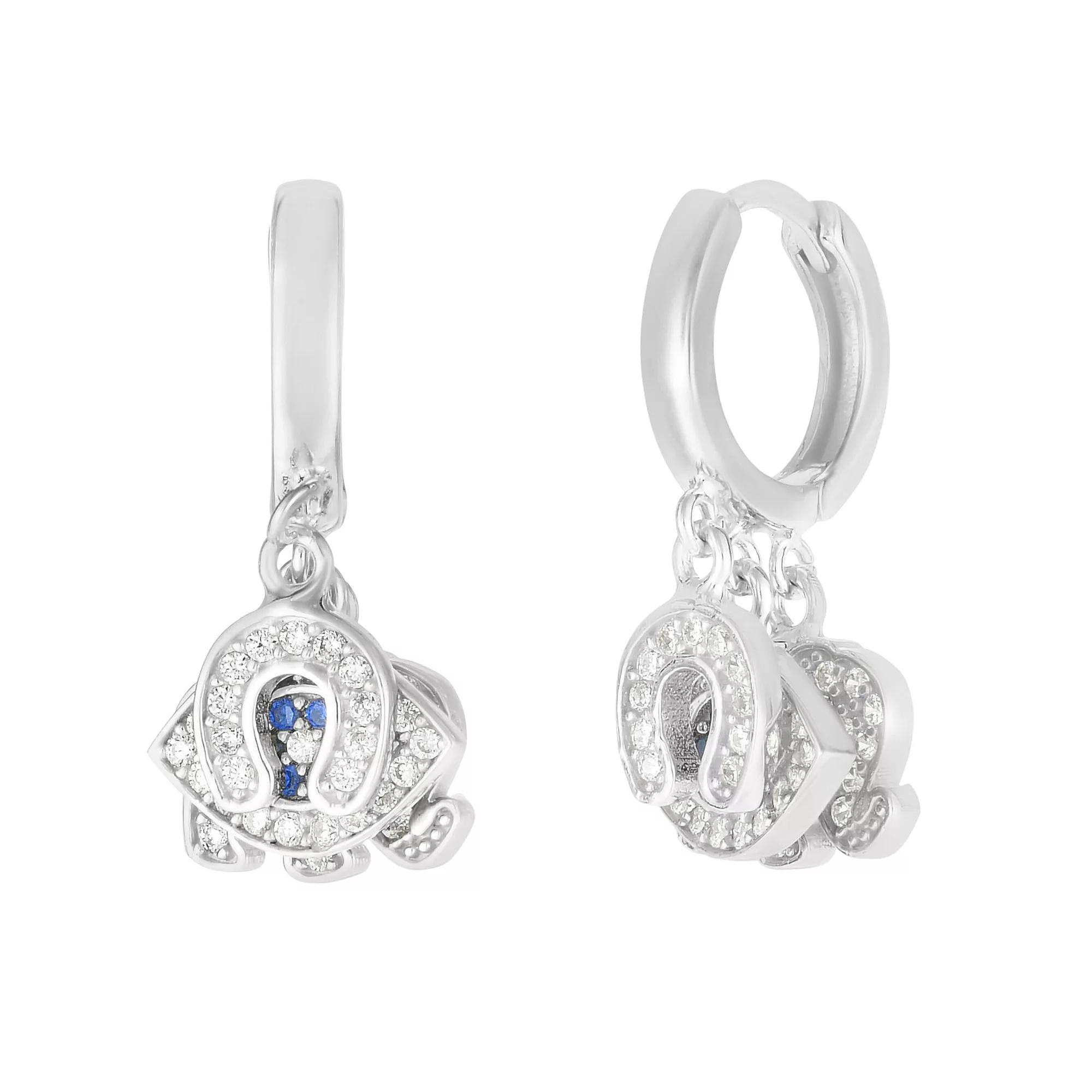 Sunkissed Sterling 14k Gold Over Silver Cubic Zirconia Tri Charm Huggie Hoop Earrings, Women's, Silver Tone Product Image