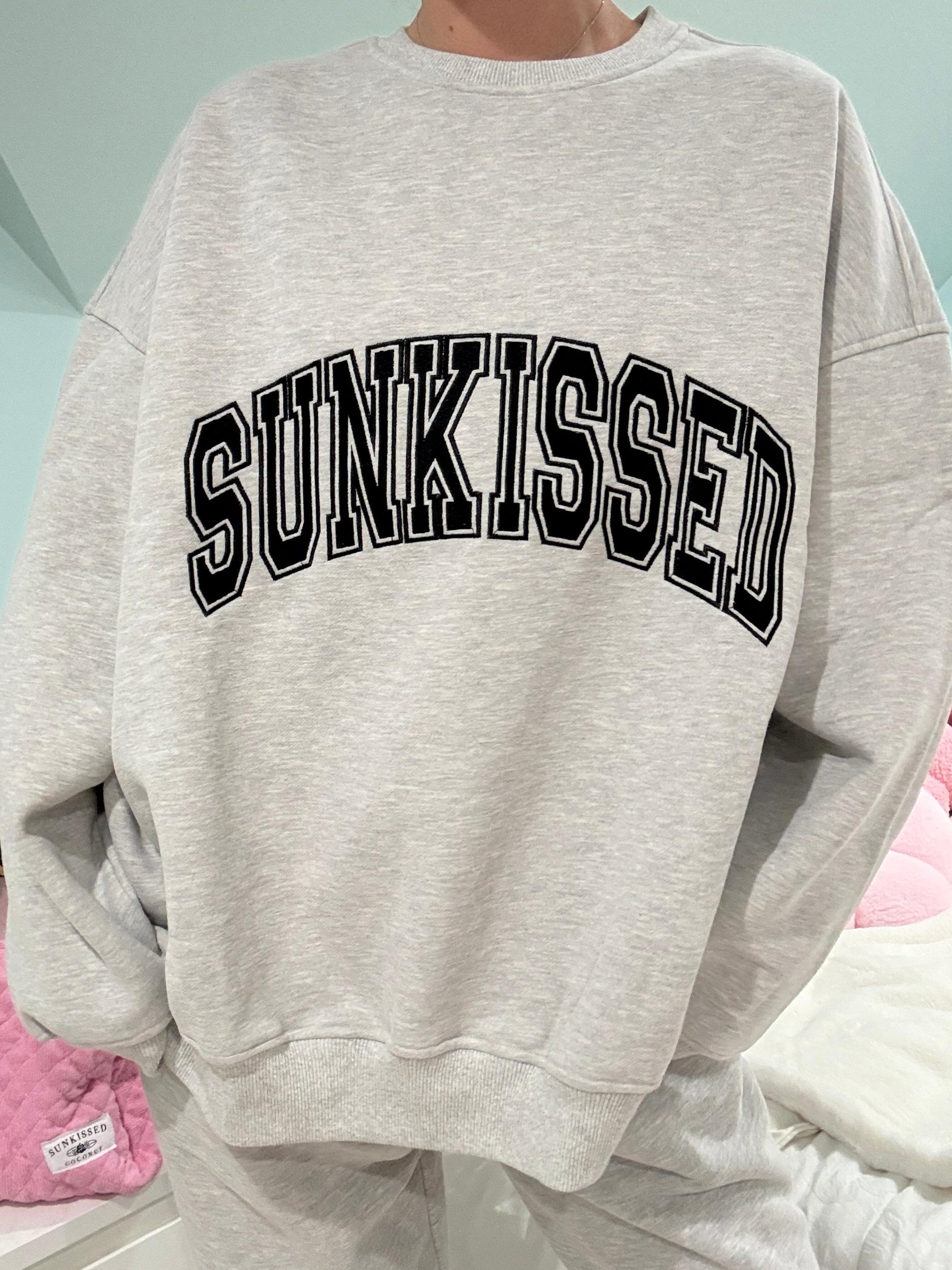 Afternoon Grey Sunkissed Varsity Embroider Sweatshirt Product Image