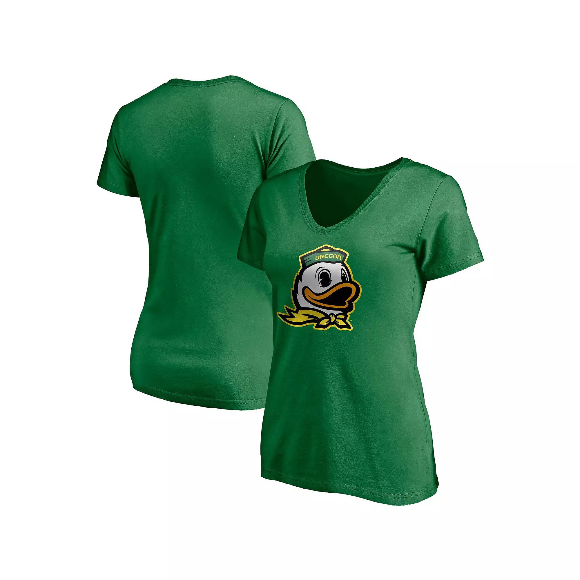 Women's Fanatics Branded Green Oregon Ducks Primary Logo V-Neck T-Shirt,  Product Image