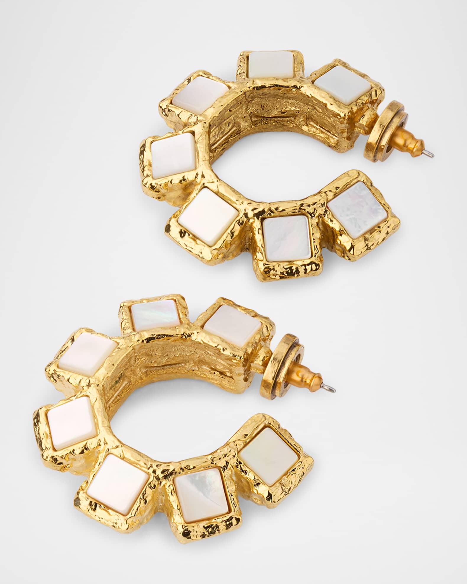 Square Stone Hoop Earrings Product Image