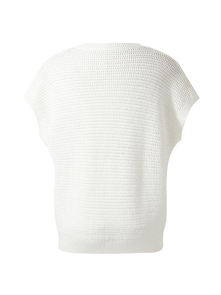 Linen Cotton Sequins Women Open-Knit Top Product Image