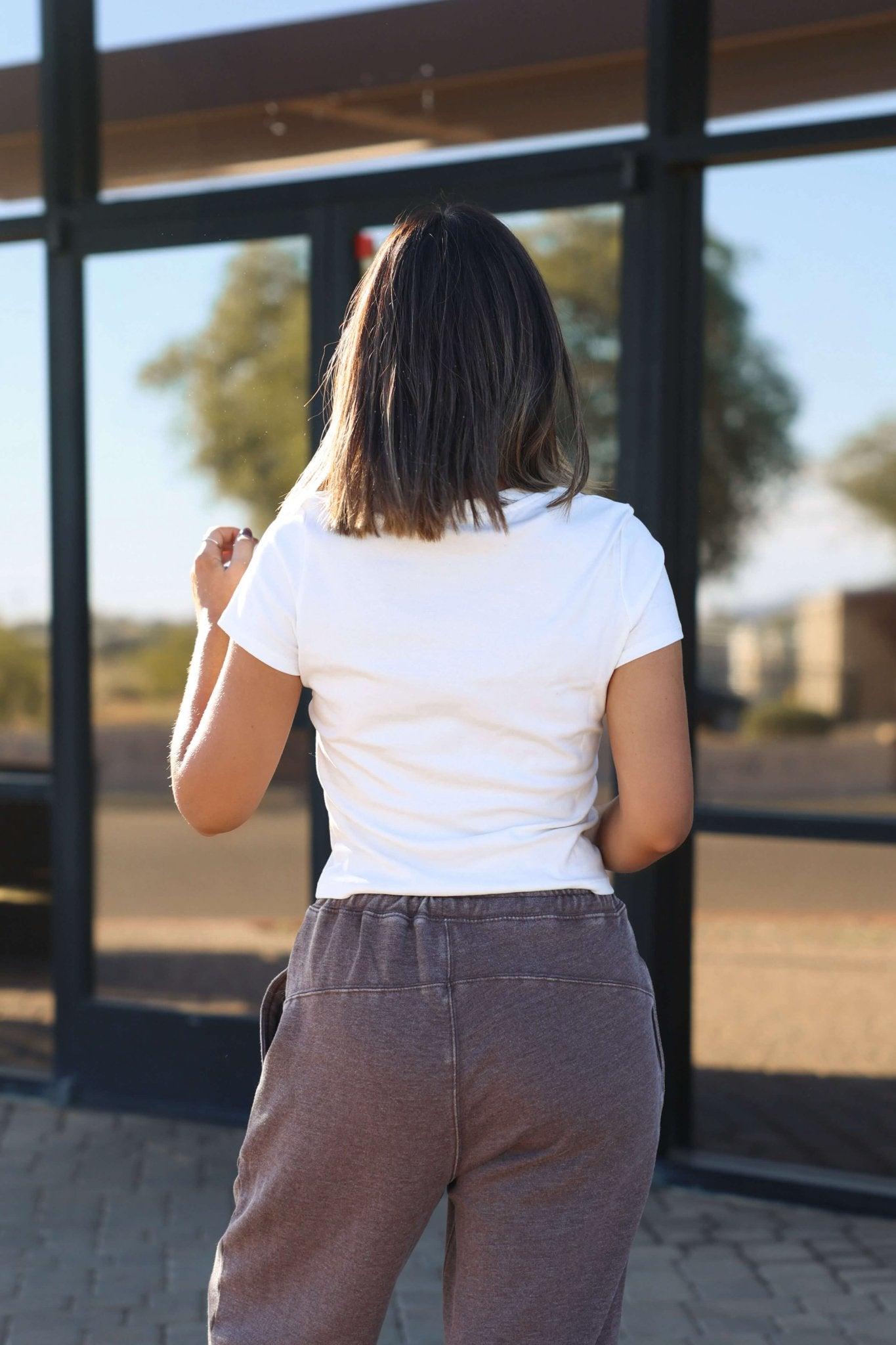 Stretch Cotton Short Sleeve Tee - White Female Product Image