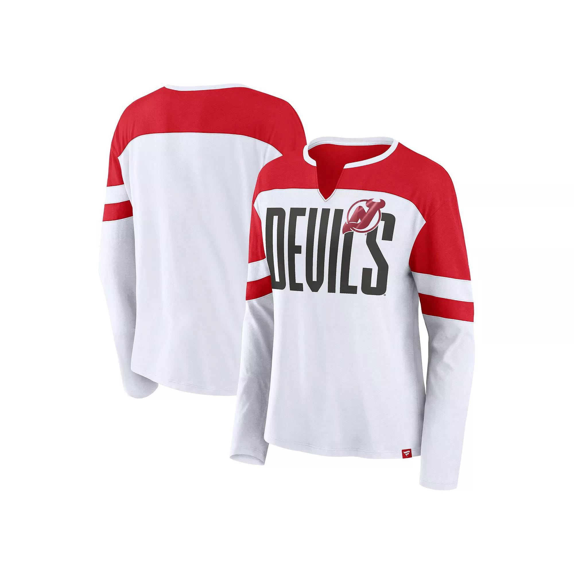 Women's Fanatics White New Jersey Devils Frozen Long Sleeve Notch Neck T-Shirt, Size: XL, Nhl White Product Image