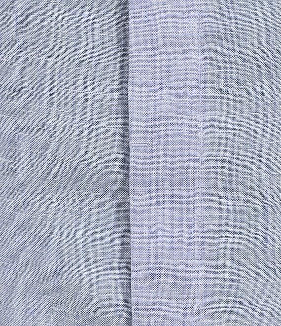 Murano Big & Tall Baird McNutt Linen Classic Fit Mandarin Collar Long Sleeve Woven Shirt Product Image