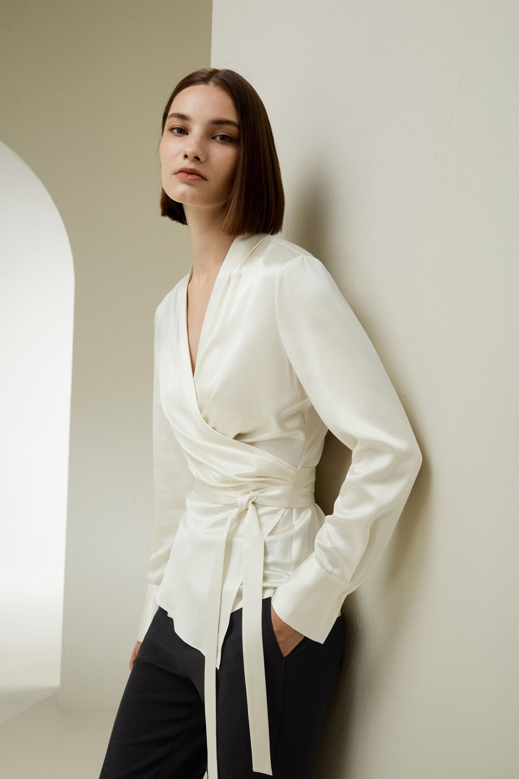 Silk Wrap Blouse Product Image