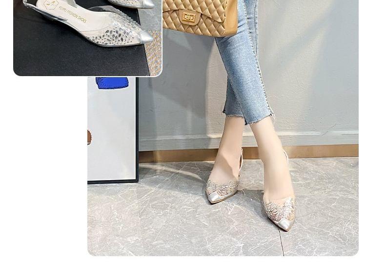 Rhinestone Pointed Toe Slingback Sandals Product Image