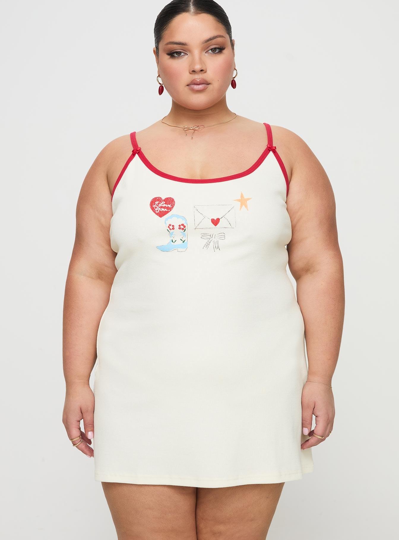 Letters Of Love Rib Sleep Mini Dress Multi Curve Product Image