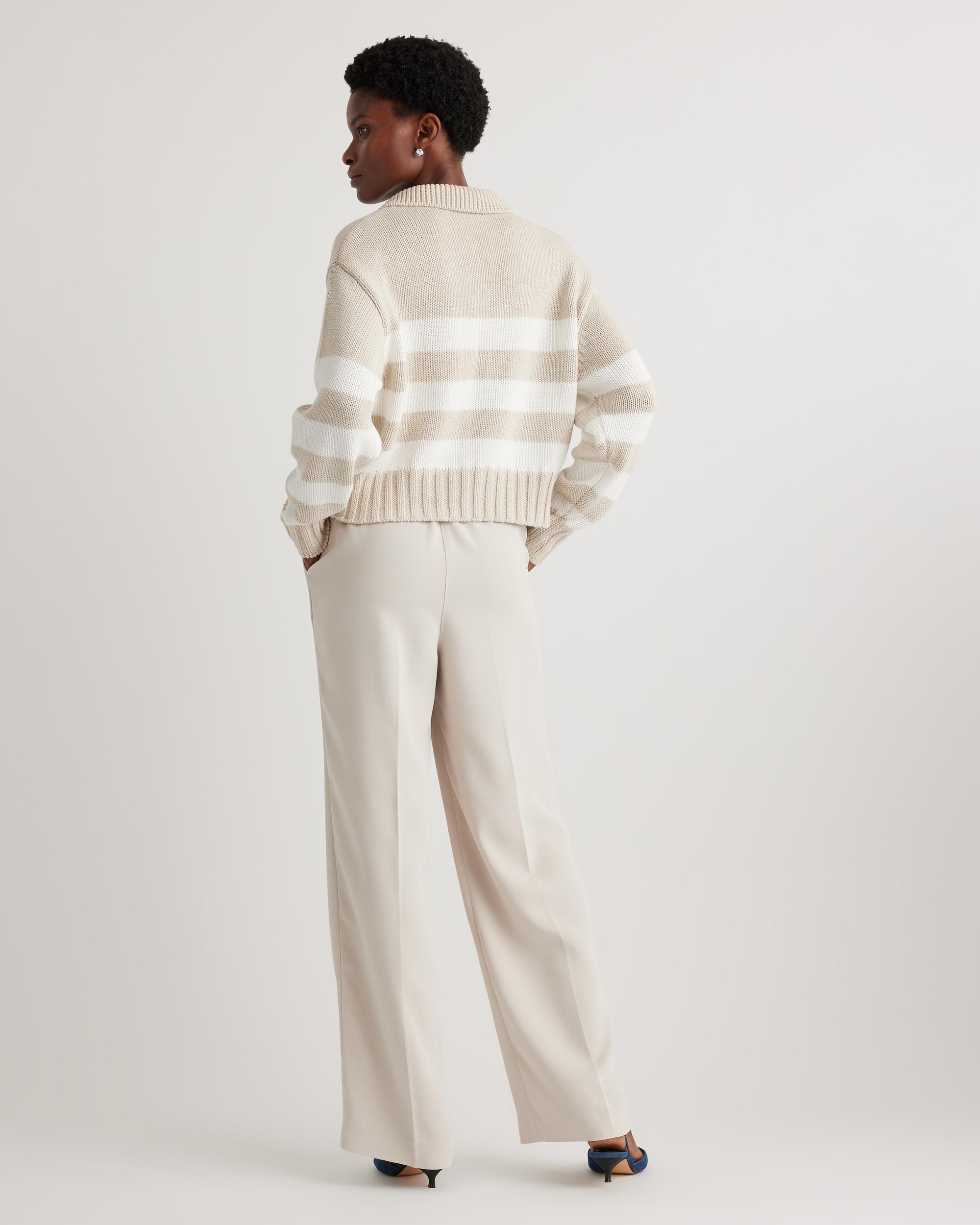 Quince | Women's 100% Organic Cropped Cotton Polo Sweater Size XS, Organic Cotton Product Image