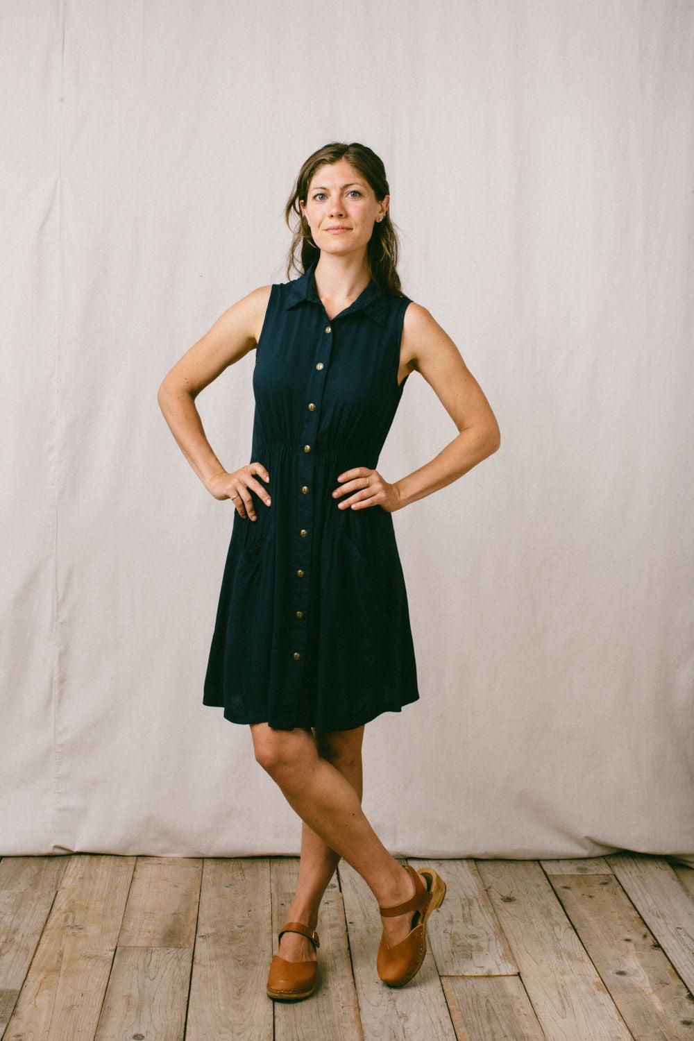 Mona Dress in Navy Challis Product Image