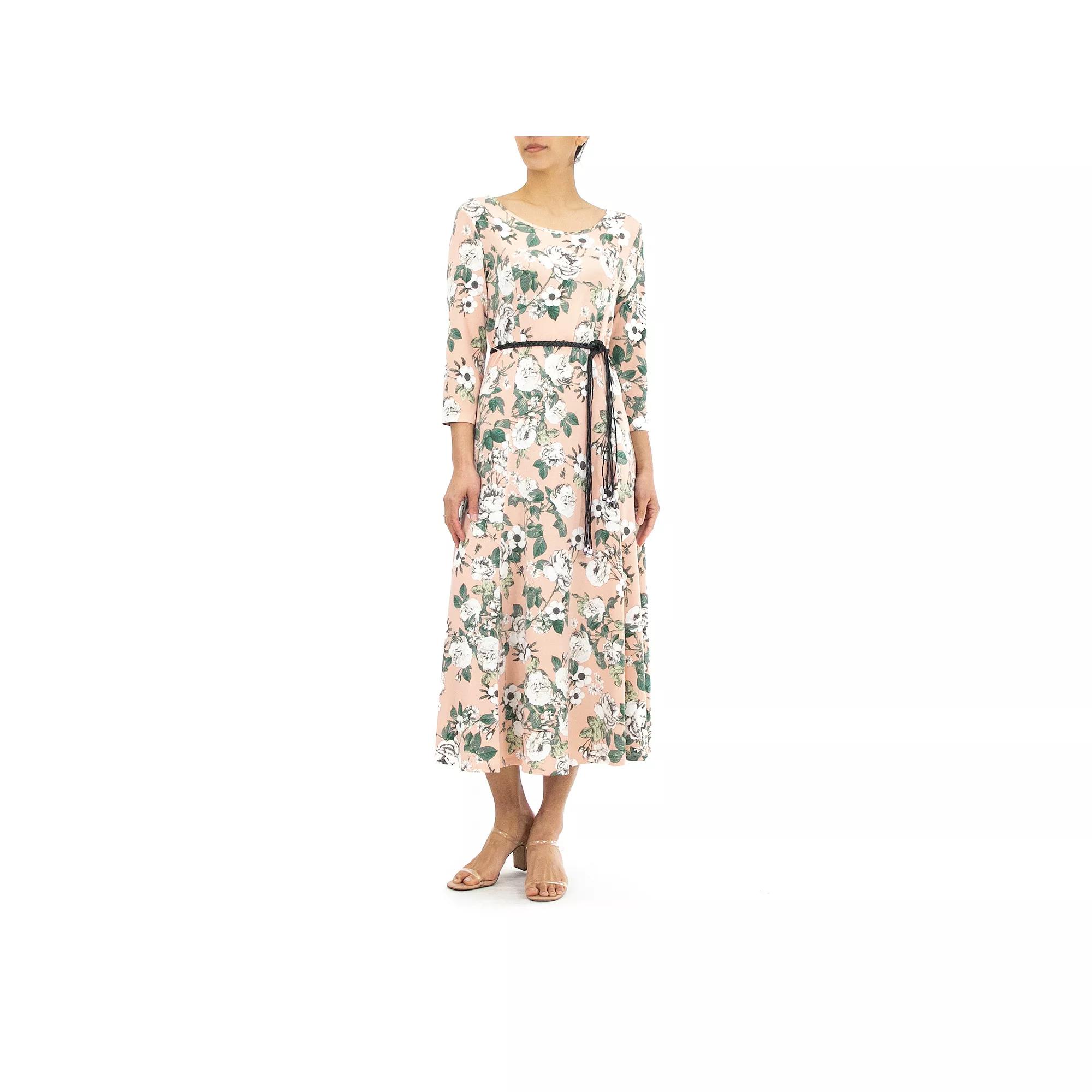 Women's Nina Leonard Sylvania Floral Midi Dress, Size: Large, Blush Pink Product Image